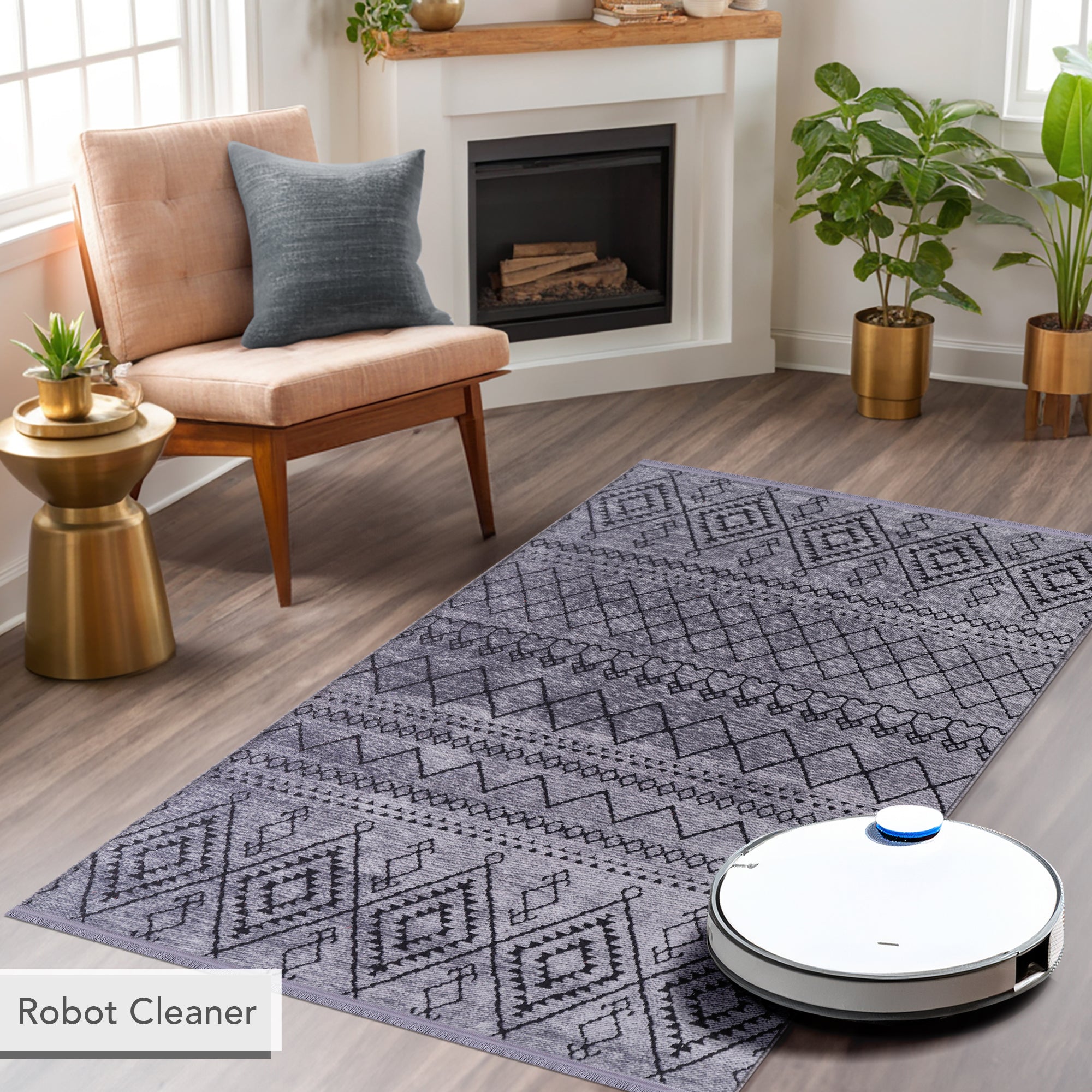 Netline Home Machine Washable Rug RW1801 – DARK GRAY Soft Chenille