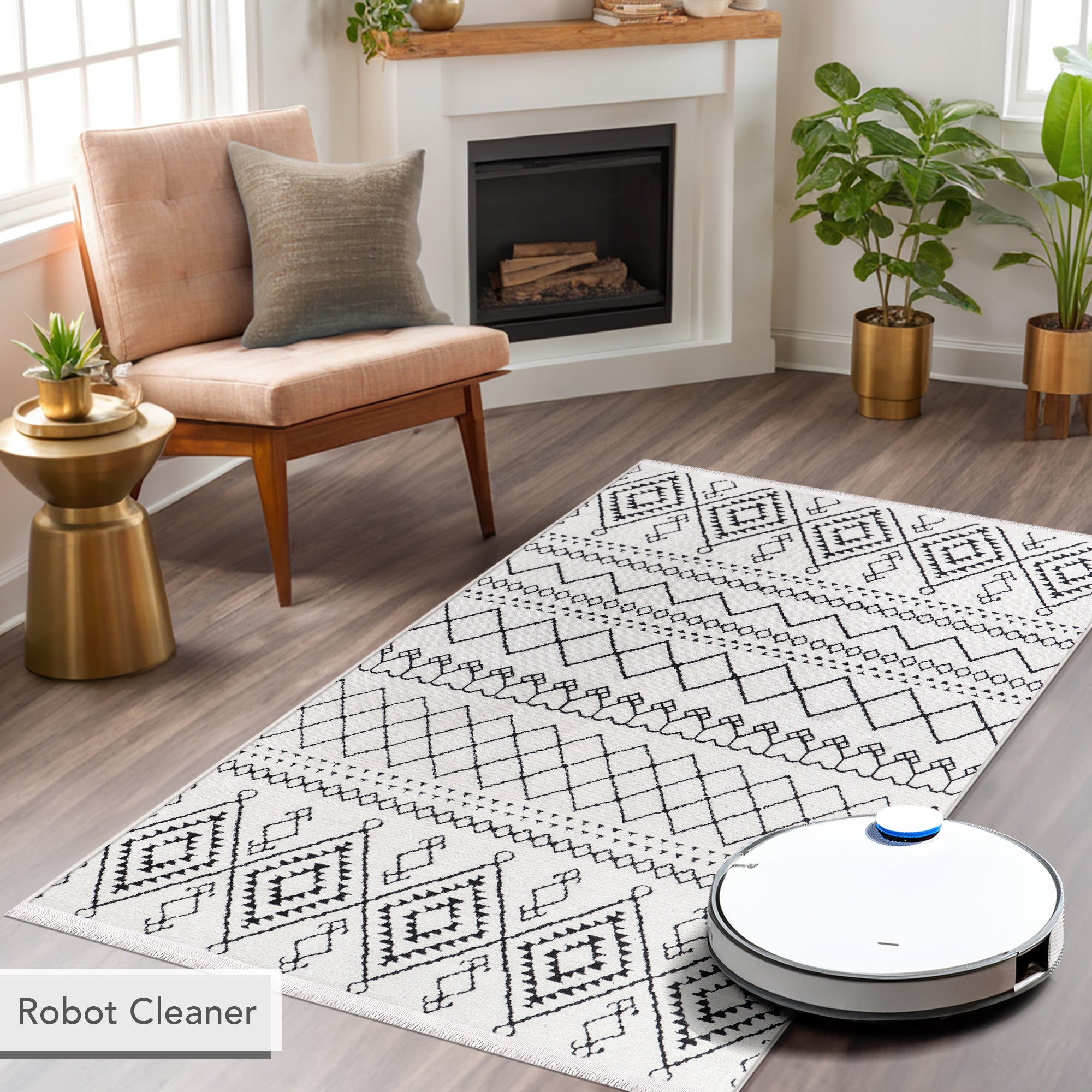 Netline Home Machine Washable Rug RW1801 – WHITE Soft Chenille