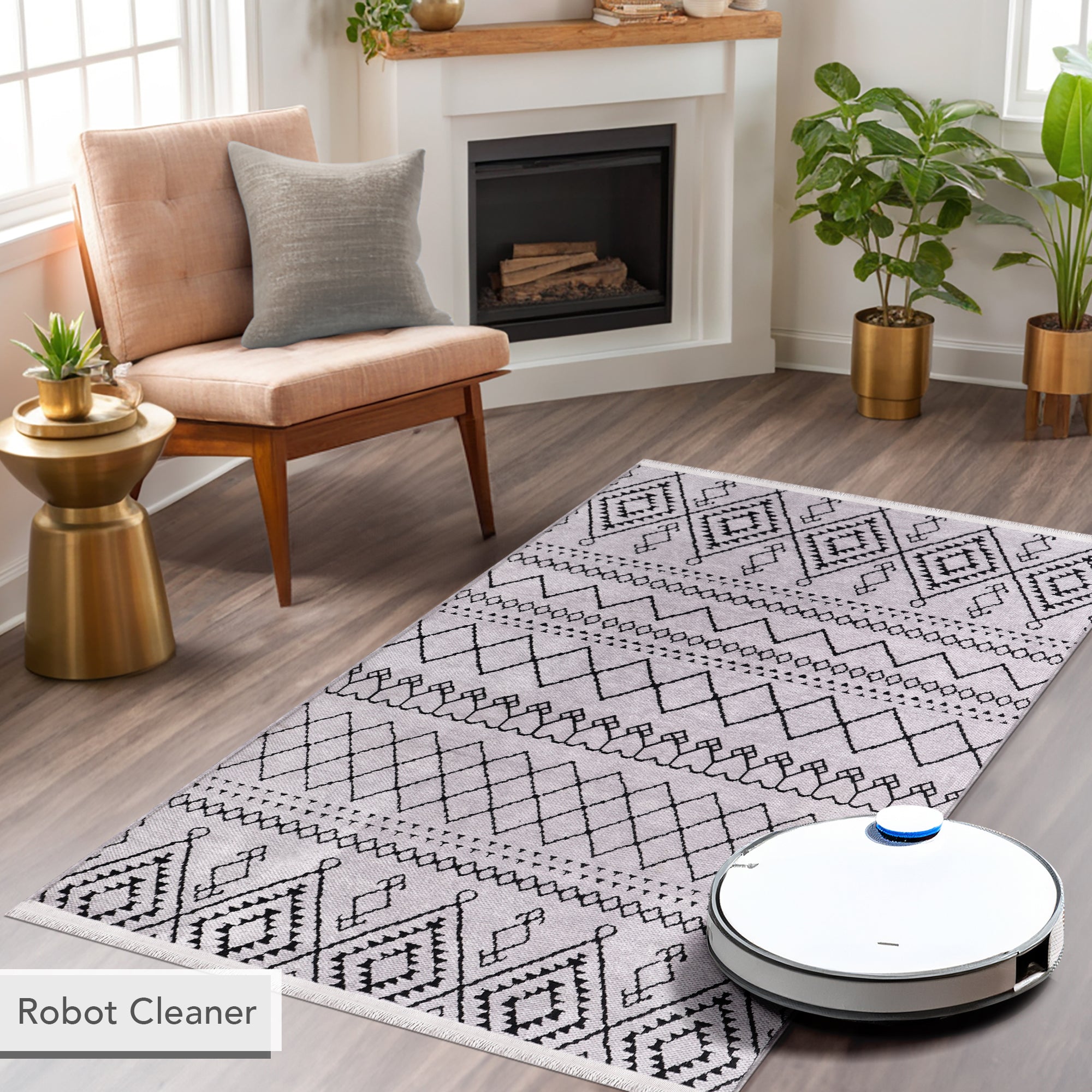 Netline Home Machine Washable Rug RW1801 – GRAY Soft Chenille