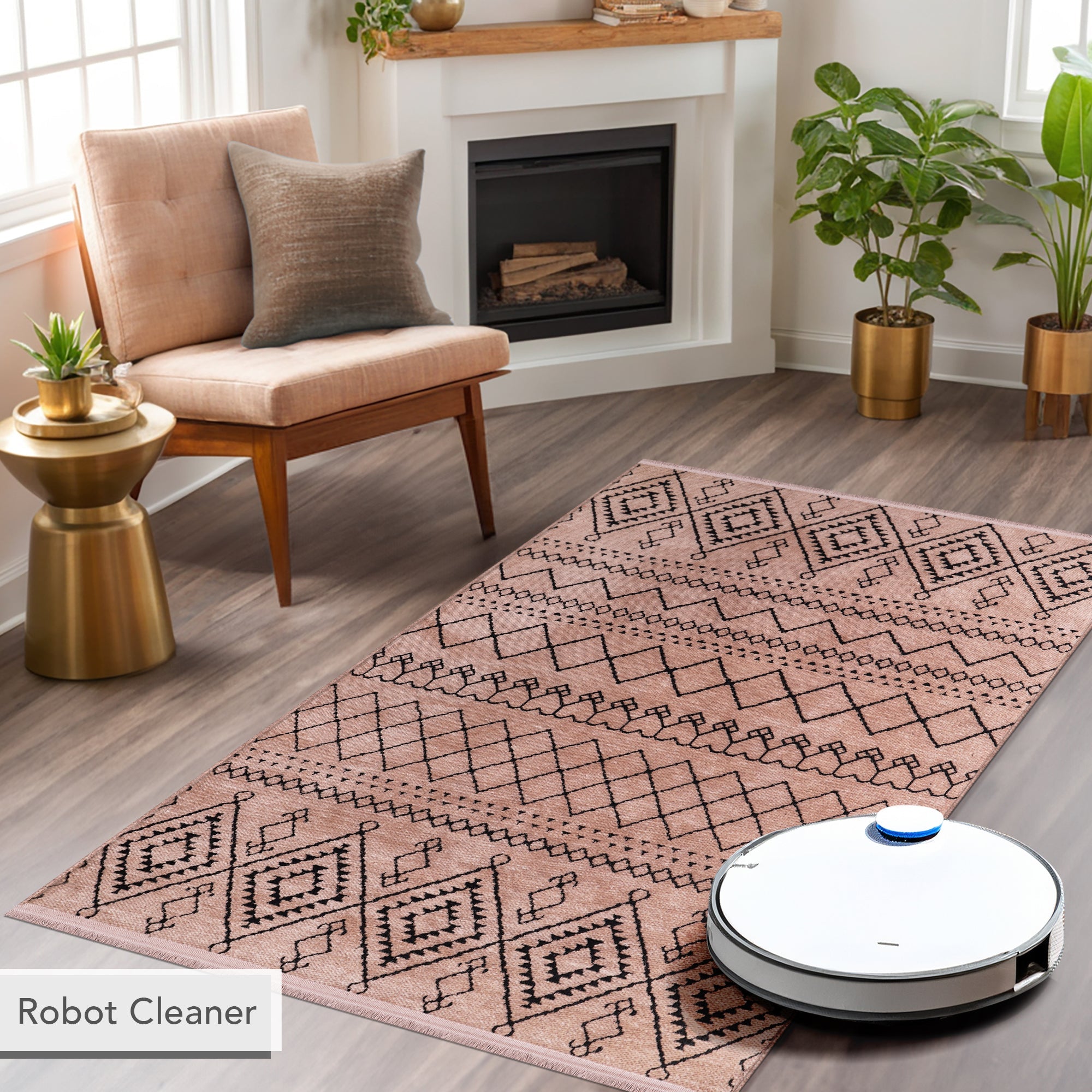 Netline Home Machine Washable Rug RW1801 – BROWN Soft Chenille