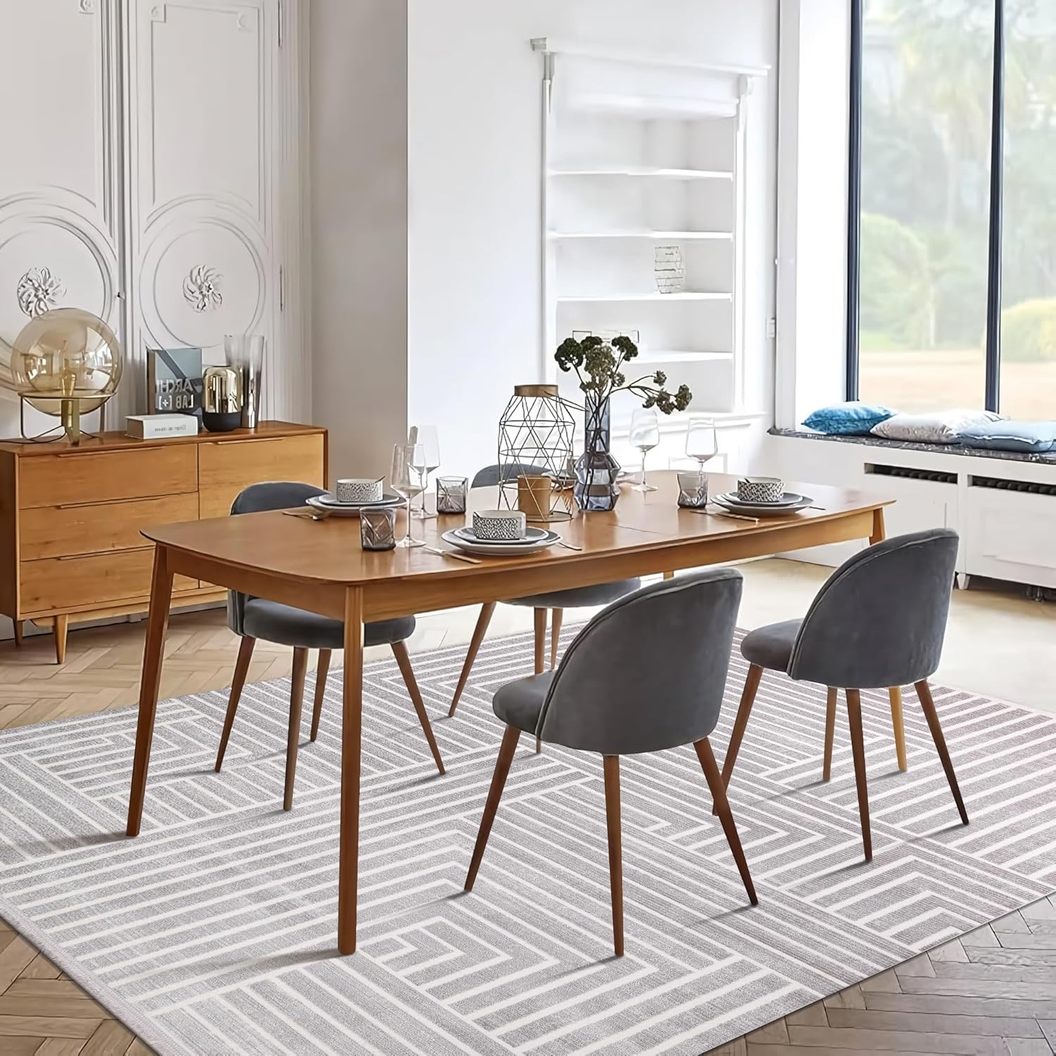 Area Rug for Living Room β Soft Plush Area Rug, Modern Carpet for Bedroom & Home | Non-Shedding, Shed-Resistant Large Area Rugs for Living Room, Hallway & Office (LIGHT GRAY, 160X230)