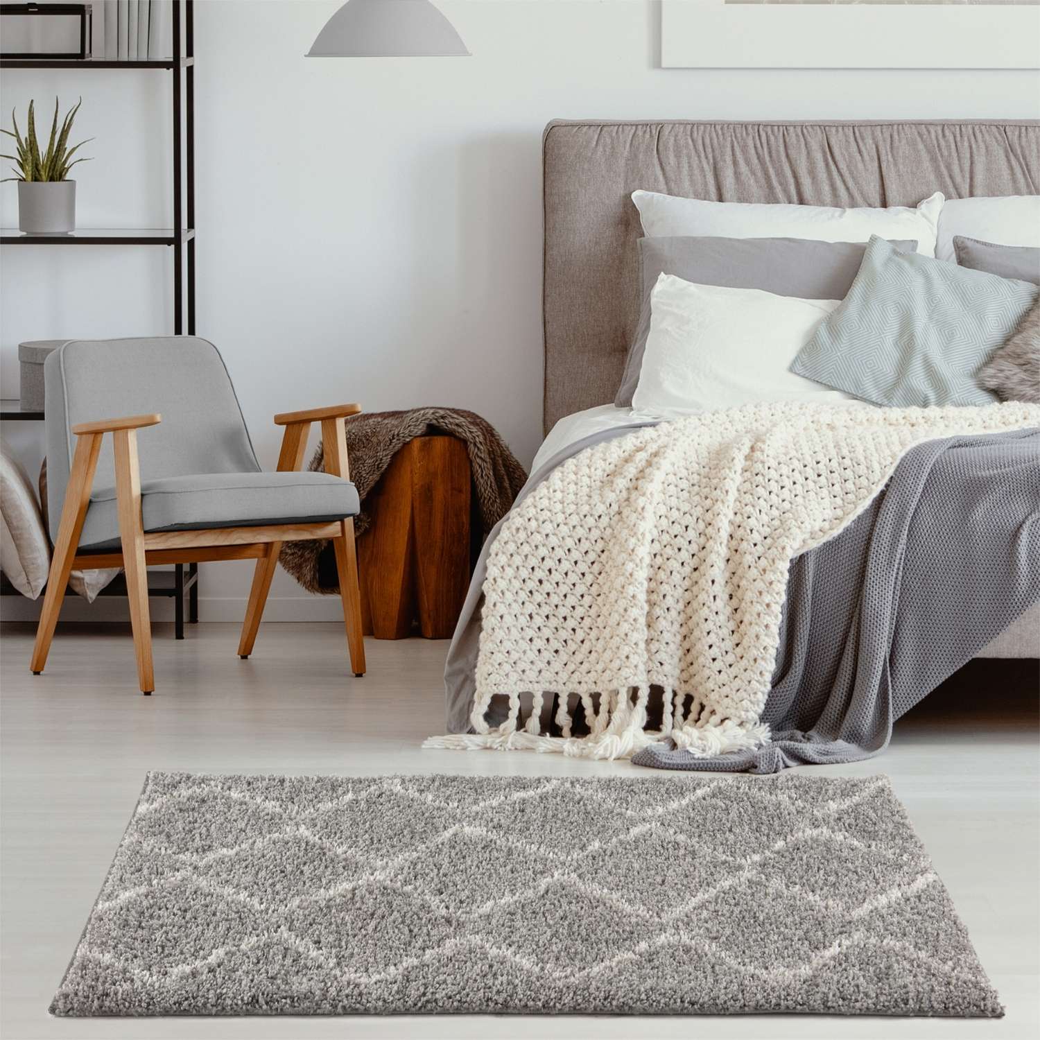 Moroccan Grey Shaggy Rug | 810