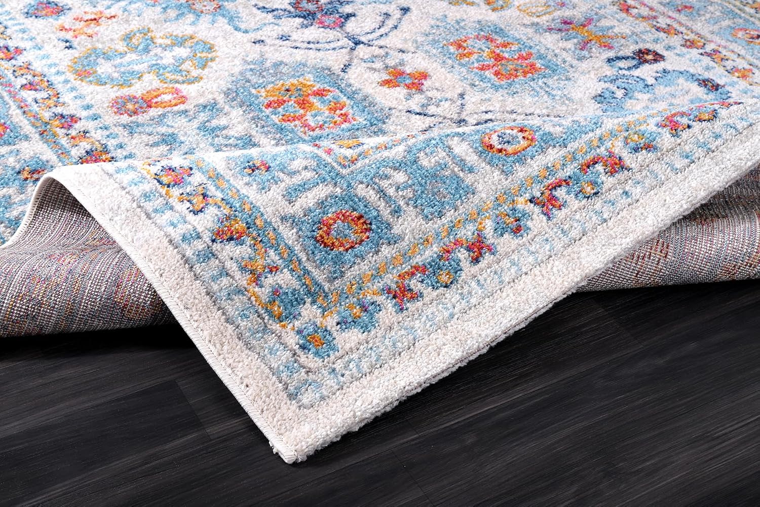 Area Rugs For Living Room, Bedroom, Kitchen, Dining Room | Oriental Design Carpet | Soft Medium Pile | Traditional Vintage Rug | Stain Resistant (Cream Blue, 160X230 CM)