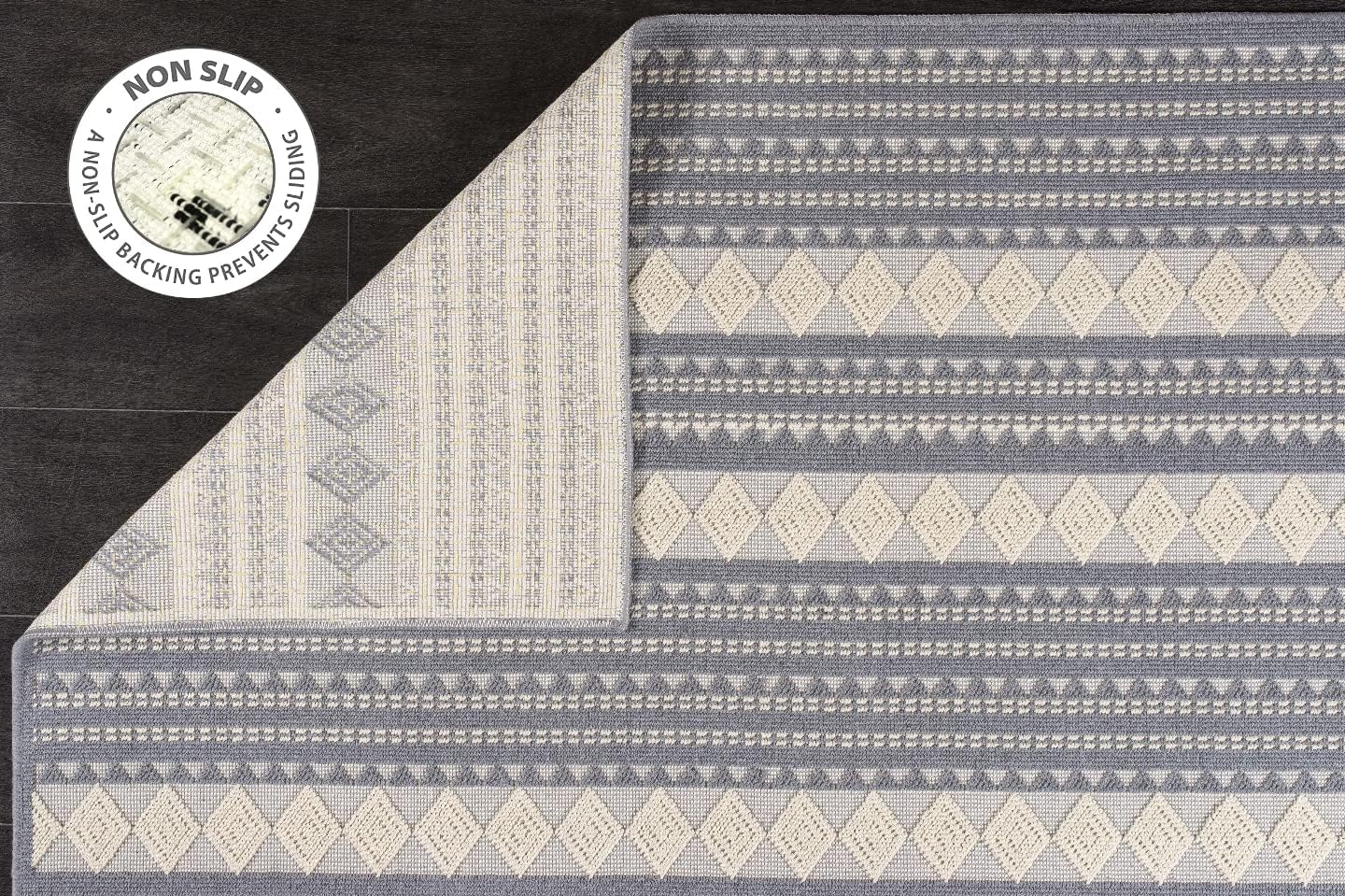 Rugs Living Room - Washable Rug - Area Rug - Non-Slip Rugs Carpet - 100% Cotton - Vintage Rug for Living Room Bedroom Kitchen - Kid and Pet Friendly Rug - Boho Rug (GREY RUG, 80X150 CM)