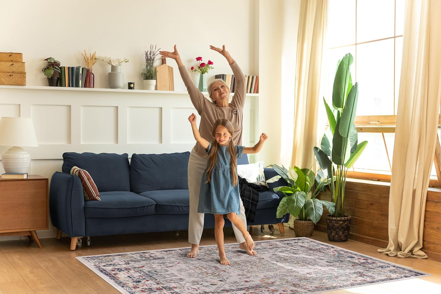 Vintage Area Rug for Living Room | Soft & Durable Carpet, Kid & Pet Friendly | Wilton Woven, Classic Distressed Medallion Design for Bedroom, Hallway & Kitchen (BEIGE, 80X150)