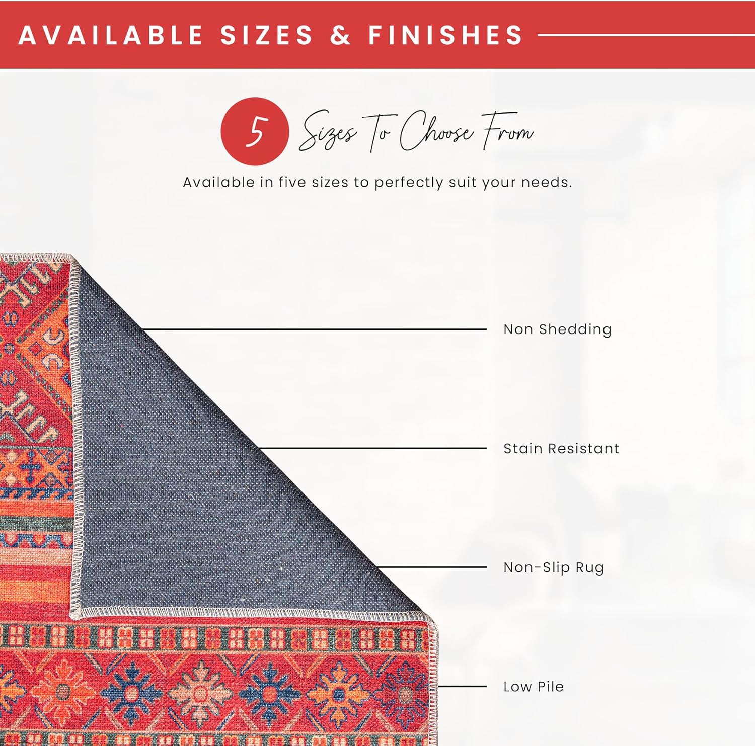 Netline Home Rugs Depot 1322K – Machine Washable Red Tribal Kilim Rug | Multicolor Geometric Striped Carpet for Living Room, Bedroom & Dining