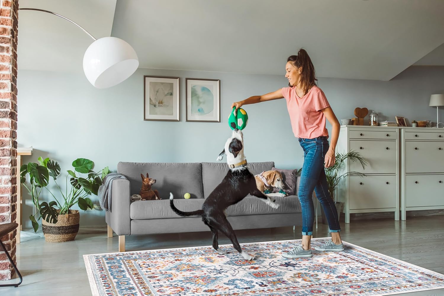 Area Rugs For Living Room, Bedroom, Kitchen, Dining Room | Oriental Design Carpet | Soft Medium Pile | Traditional Vintage Rug | Stain Resistant (Cream Blue, 160X230 CM)