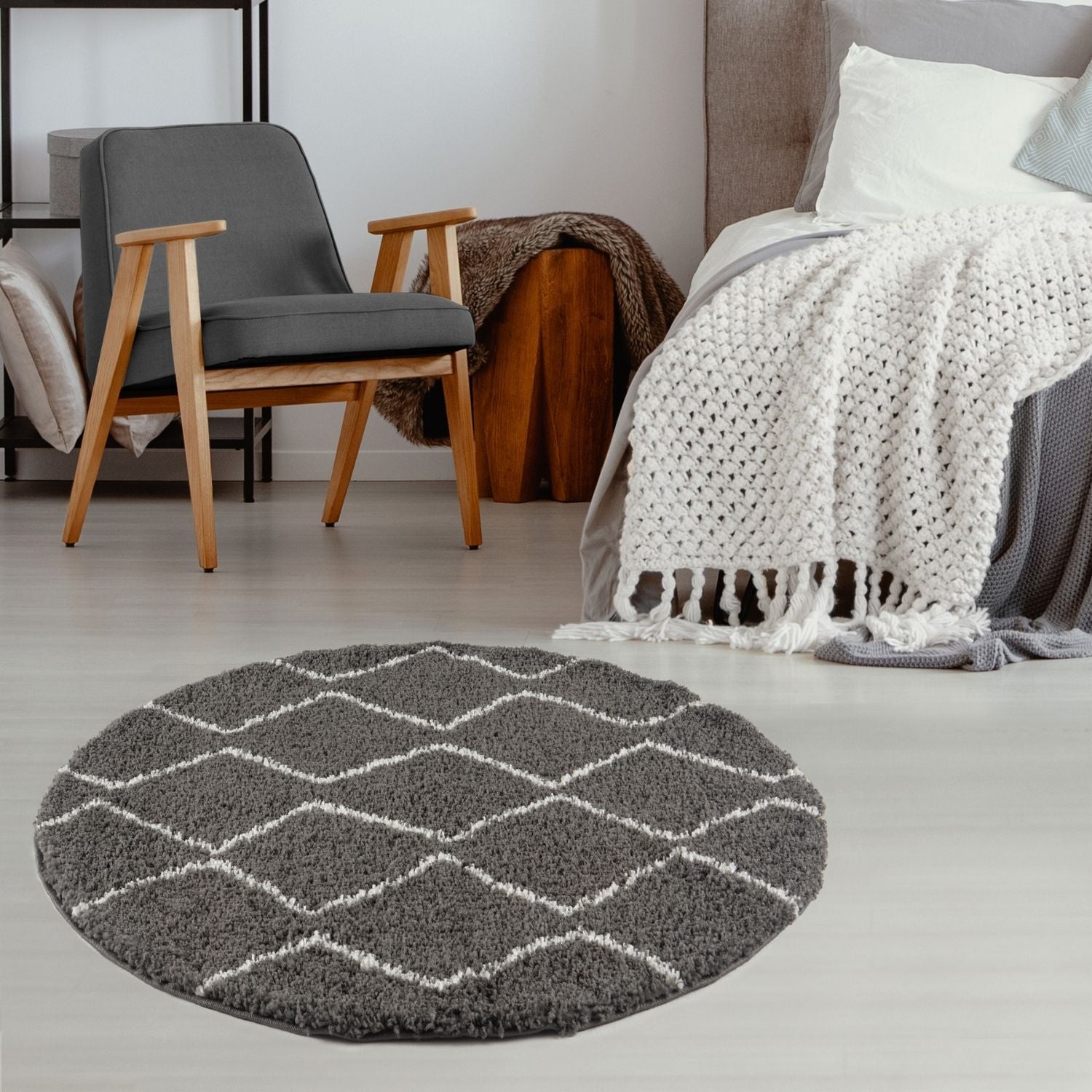 Moroccan Dark Grey Shaggy Rug | 840