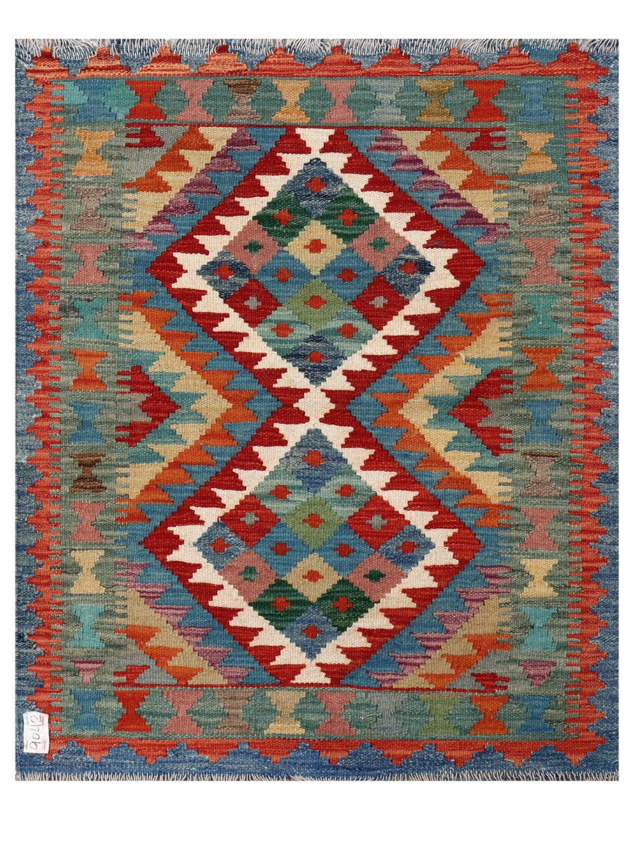 Maimana Afghanistan Kilim Rug - 107 x 87 cm