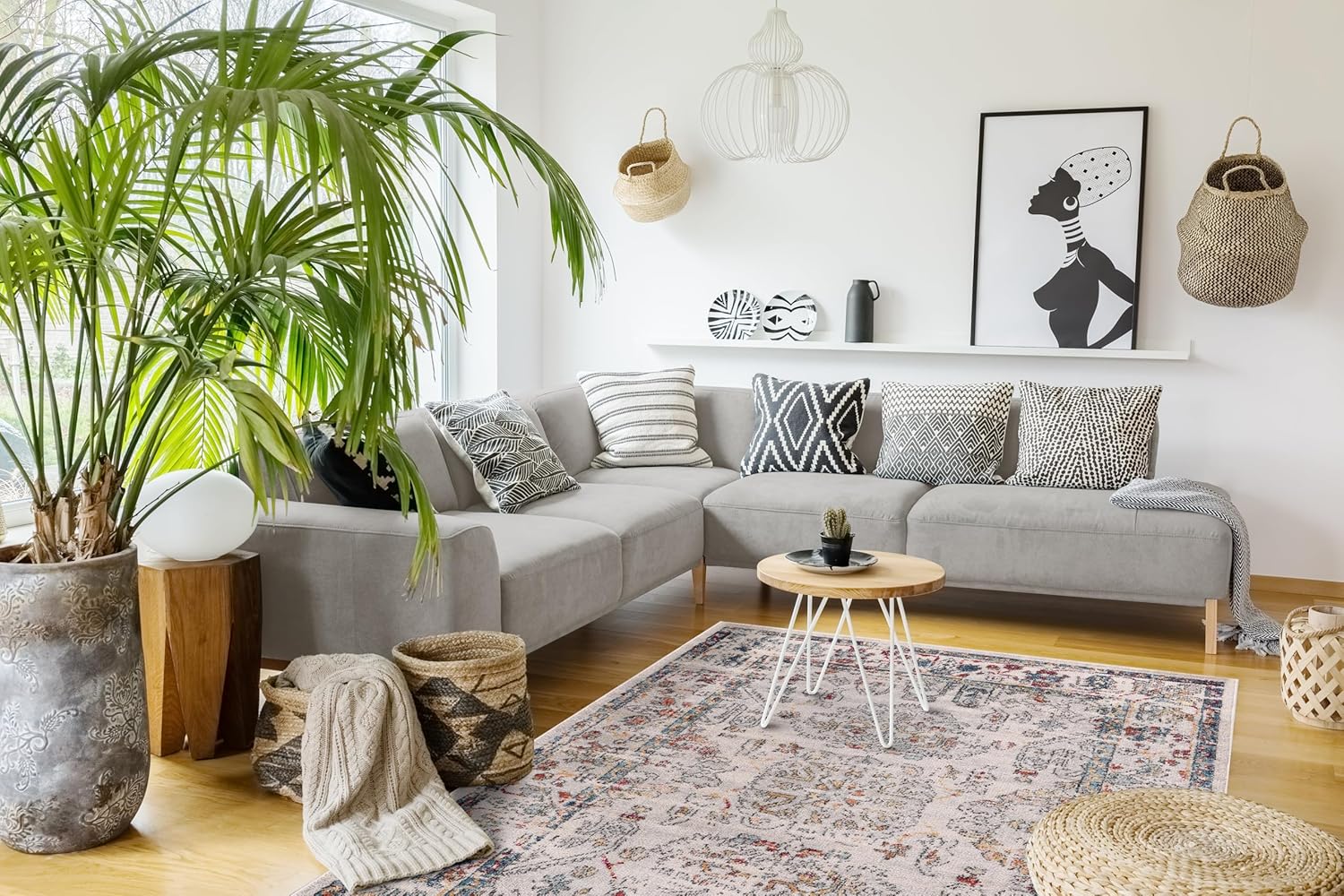 Vintage Area Rug for Living Room | Soft & Durable Carpet, Kid & Pet Friendly | Wilton Woven, Classic Distressed Medallion Design for Bedroom, Hallway & Kitchen (BEIGE, 80X150)