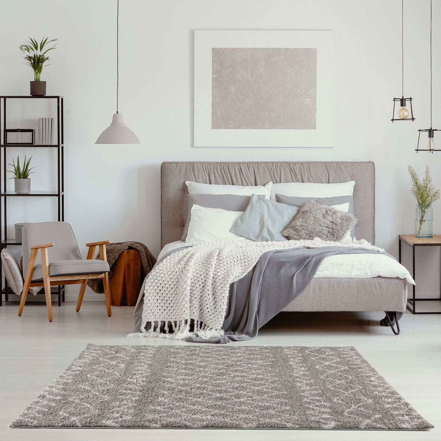 Moroccan Grey Shaggy Rug | 910