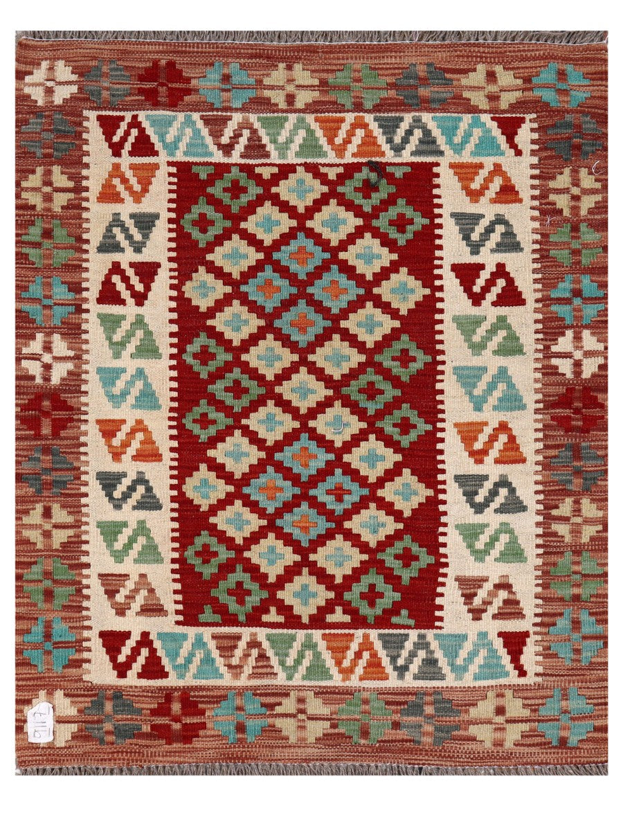Maimana Afghanistan Kilim Rug - 108 x 86 cm