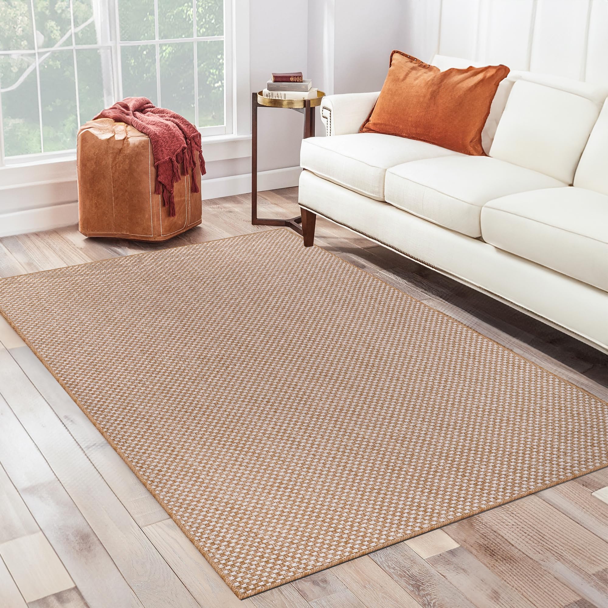 Rugs Living Room - Non slip, Washable Area Rug - Beige Rug, Suitable for Indoor and Outdoor Use, UV and Weather Resistant, Carpet for Bedroom, Kitchen, Verandas (Beige 4, 80X150 CM)