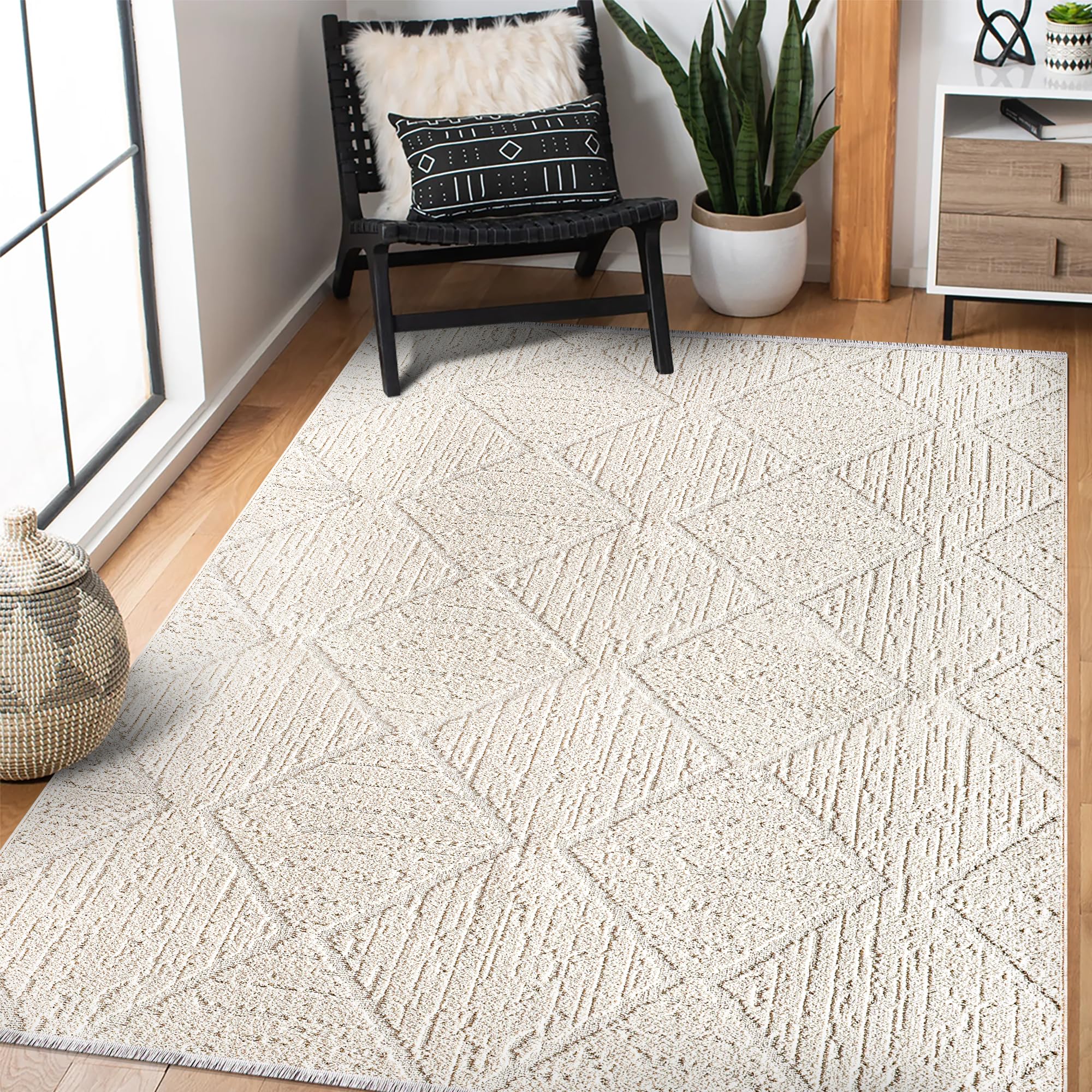 Area Rug for Living Room β Fluffy Area Rug, Modern Carpet for Bedroom & Home | Non-Shedding, Shed-Resistant Large Area Rugs for Living Room, Hallway & Office Decor (BEIGE, 80X150)