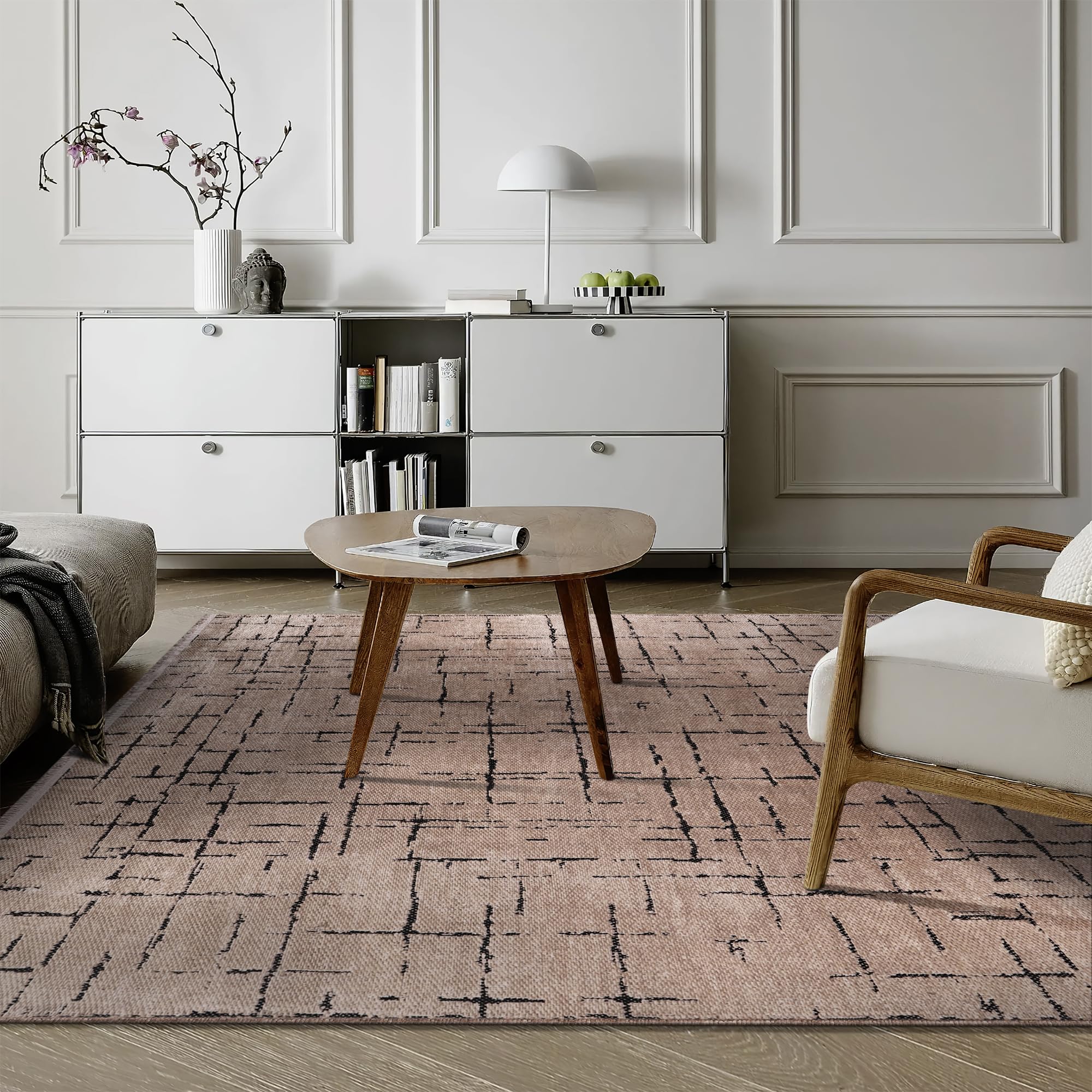 Rugs Living Room - Machine Washable Rug, Low Pile Non-Slip Area Rug - Area Rugs for Bedroom, Kitchen, Hallway - Pet Friendly Carpet, Modern Room Decor (RED, 120X180)