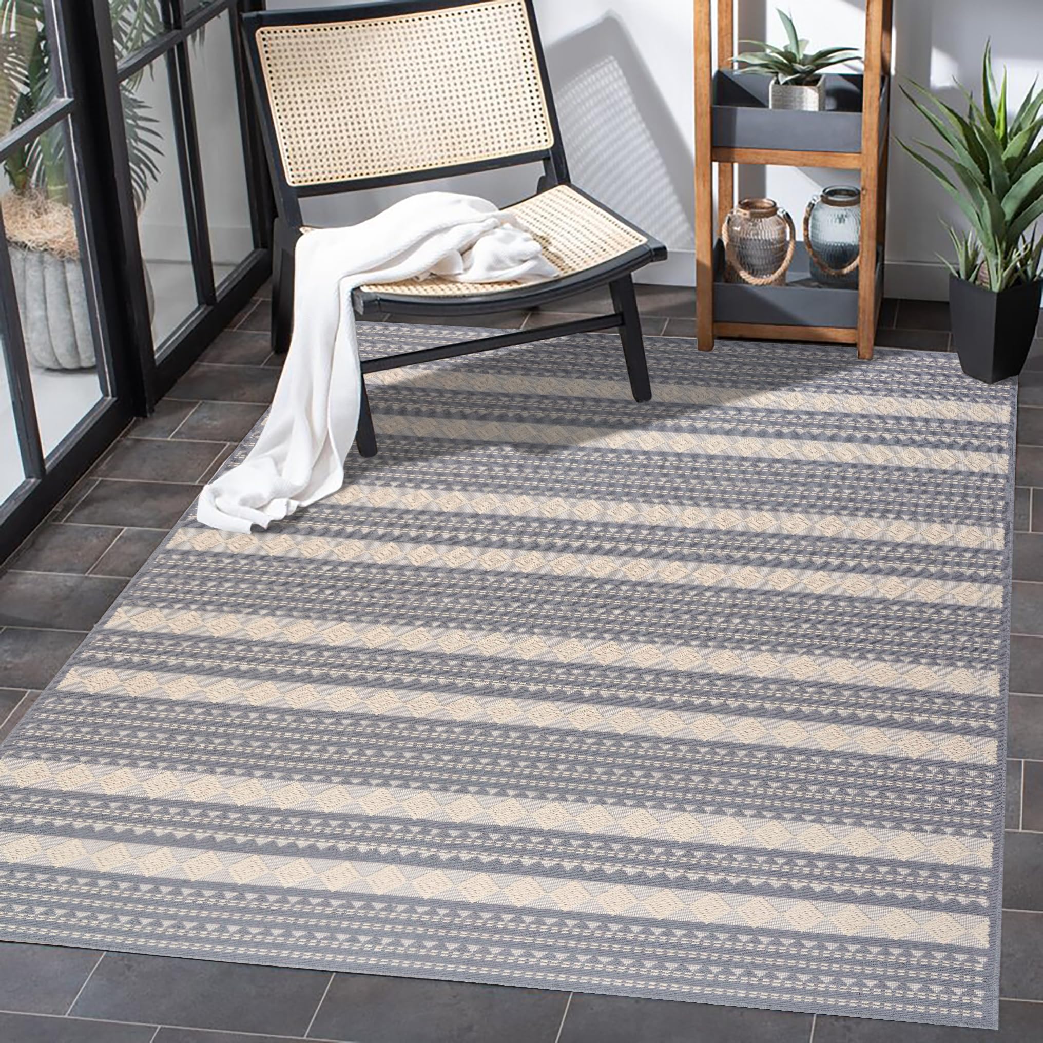 Rugs Living Room - Washable Rug - Area Rug - Non-Slip Rugs Carpet - 100% Cotton - Vintage Rug for Living Room Bedroom Kitchen - Kid and Pet Friendly Rug - Boho Rug (GREY RUG, 80X150 CM)