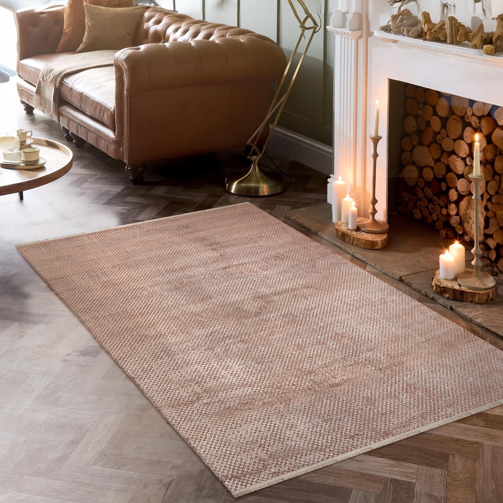 Luxury Area Rug for Living Room β Soft & Durable Bamboo Silk Carpet for Kitchen, Bedroom & Hallway β Modern, Classic & Boho Style Area Rugs β Non-Shedding (BROWN, 120X180)