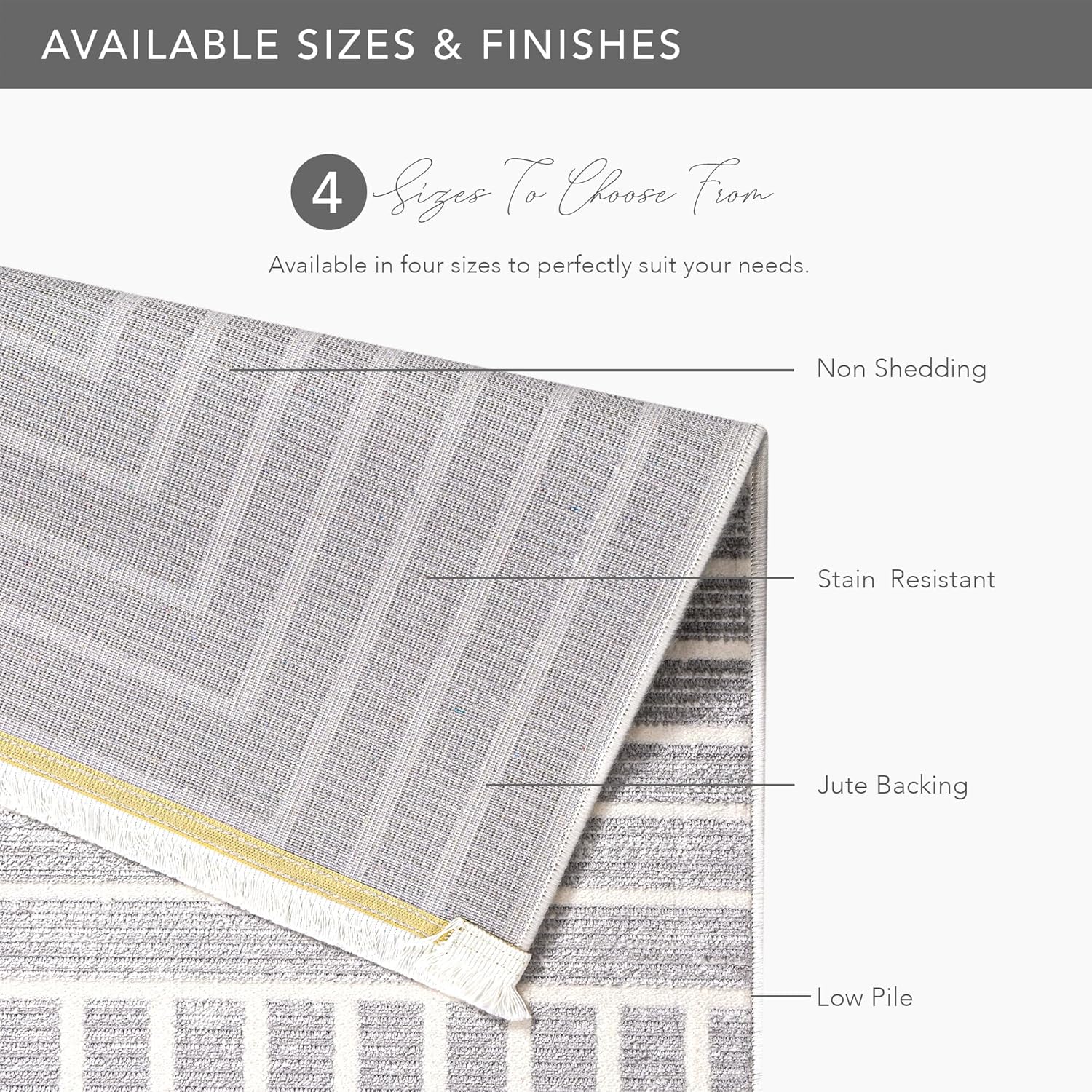 Soft plush light gray area rug by Netline Home, modern non-shedding rug for living room, bedroom, hallway, or office.