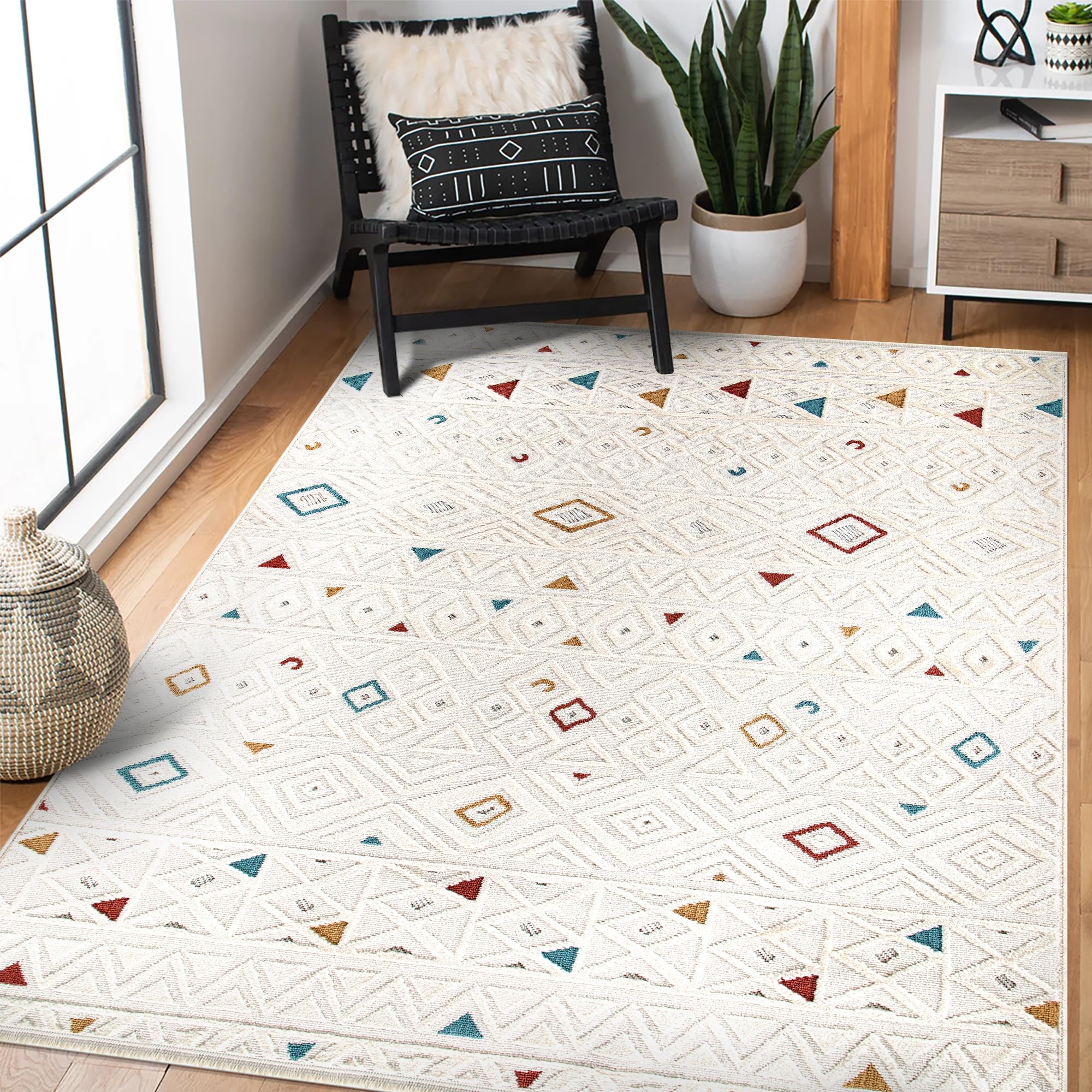 Area Rug for Living Room β Modern Textured Polypropylene Carpet | Non-Shedding, Medium Pile Geometric Rug for Bedroom, Dining Room & Home Decor (TAUPE, 120X180)