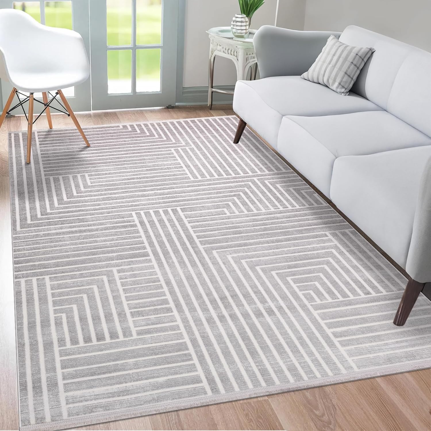 Area Rug for Living Room β Soft Plush Area Rug, Modern Carpet for Bedroom & Home | Non-Shedding, Shed-Resistant Large Area Rugs for Living Room, Hallway & Office (LIGHT GRAY, 160X230)