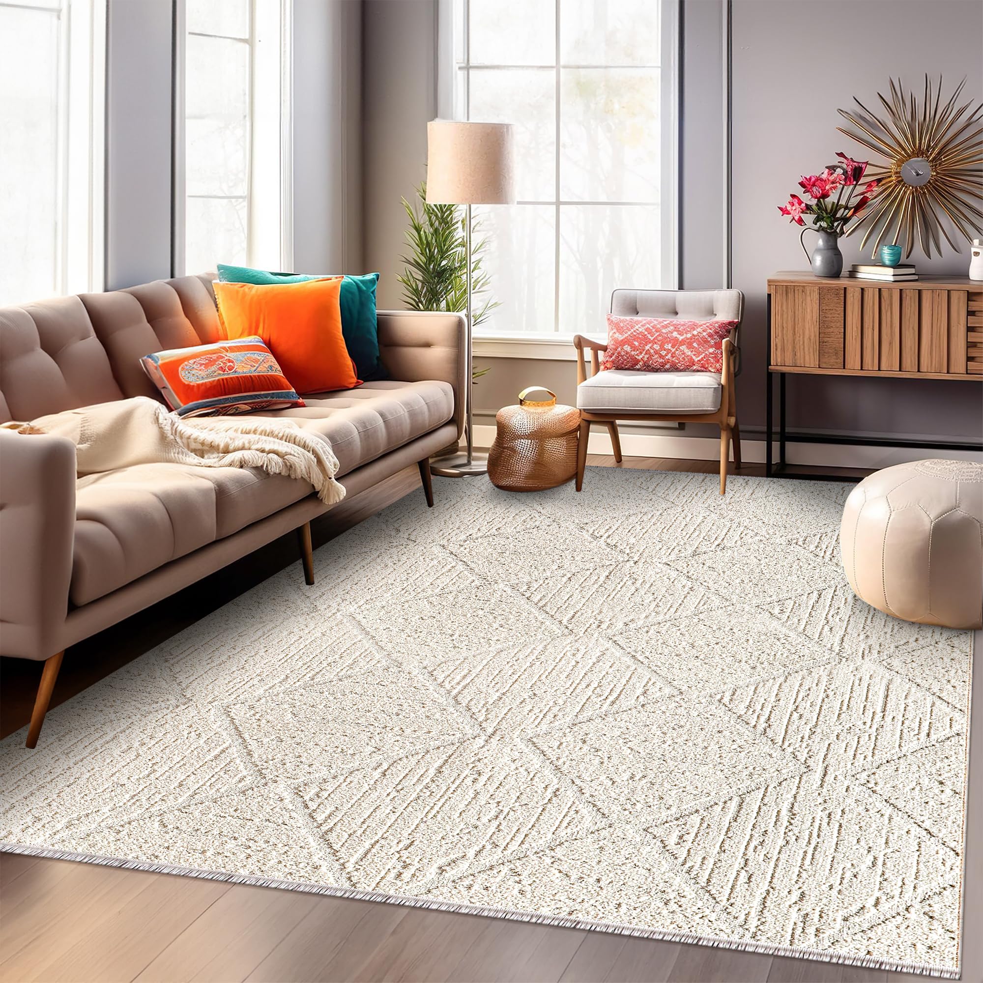 Area Rug for Living Room β Fluffy Area Rug, Modern Carpet for Bedroom & Home | Non-Shedding, Shed-Resistant Large Area Rugs for Living Room, Hallway & Office Decor (BEIGE, 80X150)