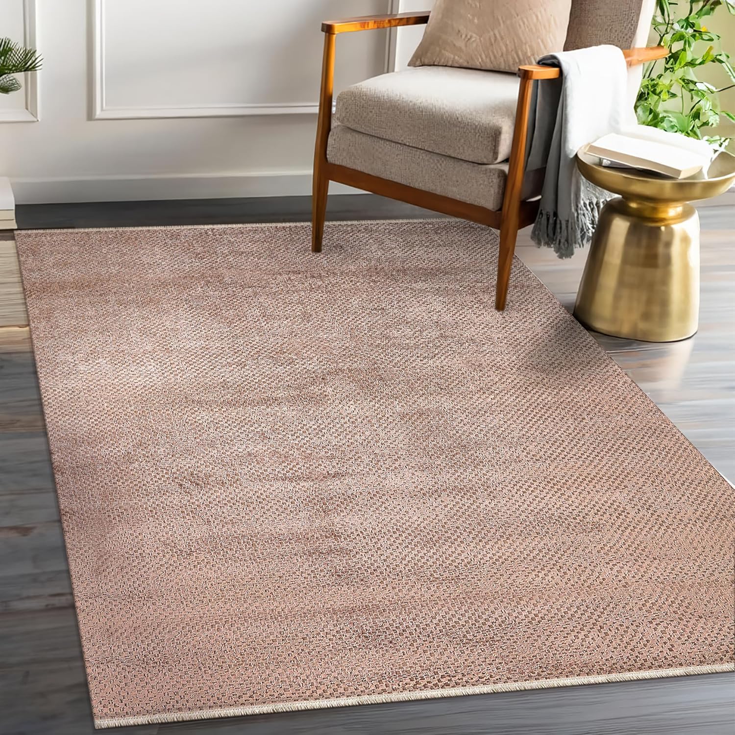 Luxury Area Rug for Living Room β Soft & Durable Bamboo Silk Carpet for Kitchen, Bedroom & Hallway β Modern, Classic & Boho Style Area Rugs β Non-Shedding (BROWN, 120X180)