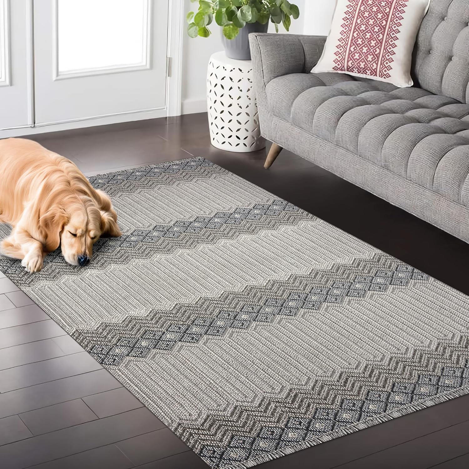 Modern Area Rug for Living Room β Stylish Carpet for Bedroom, Kitchen & Home Decor | Easy to Clean, Non-Shedding & Durable | Kid and Pet Friendly (GRAY IVORY, 80X150)