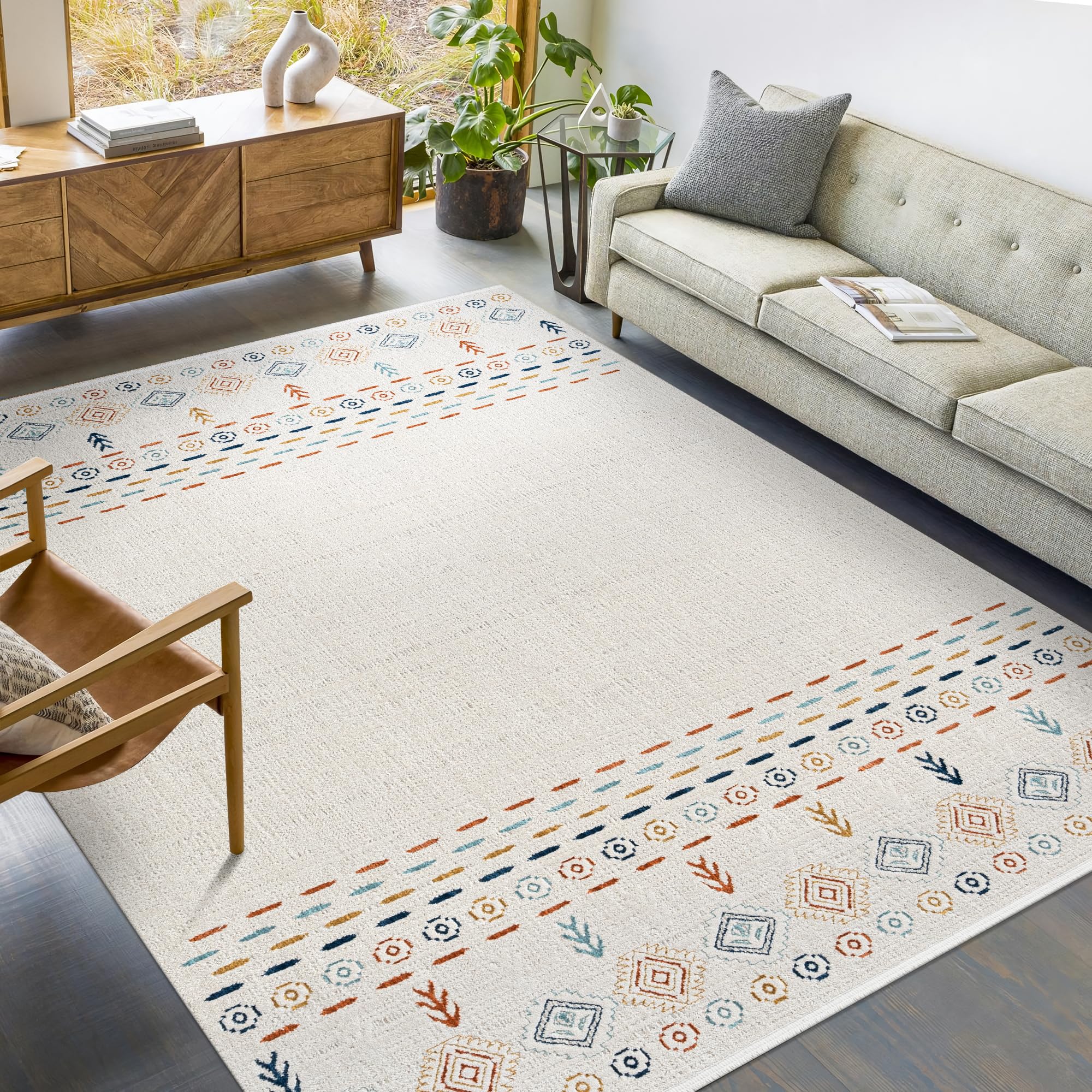 Area Rug for Living Room - Ultra-Soft Low Pile Carpet | Soft Micro Polyester, Non-Shedding & Shed-Resistant | Modern Rugs for Bedroom, Large Rugs, Hallway, Carpets (LIGHT BEIGE, 120X180)