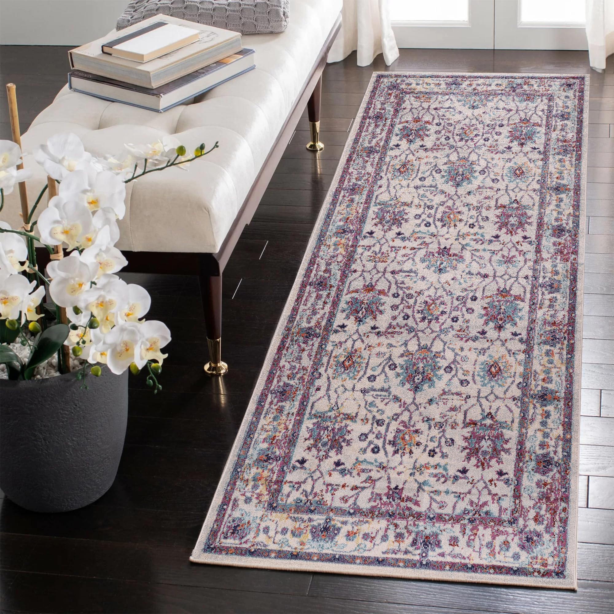 Area Rugs For Living Room, Bedroom, Kitchen, Dining Room | Oriental Design Carpet | Soft Medium Pile | Traditional Vintage Rug | Stain Resistant (Cream Blue, 160X230 CM)