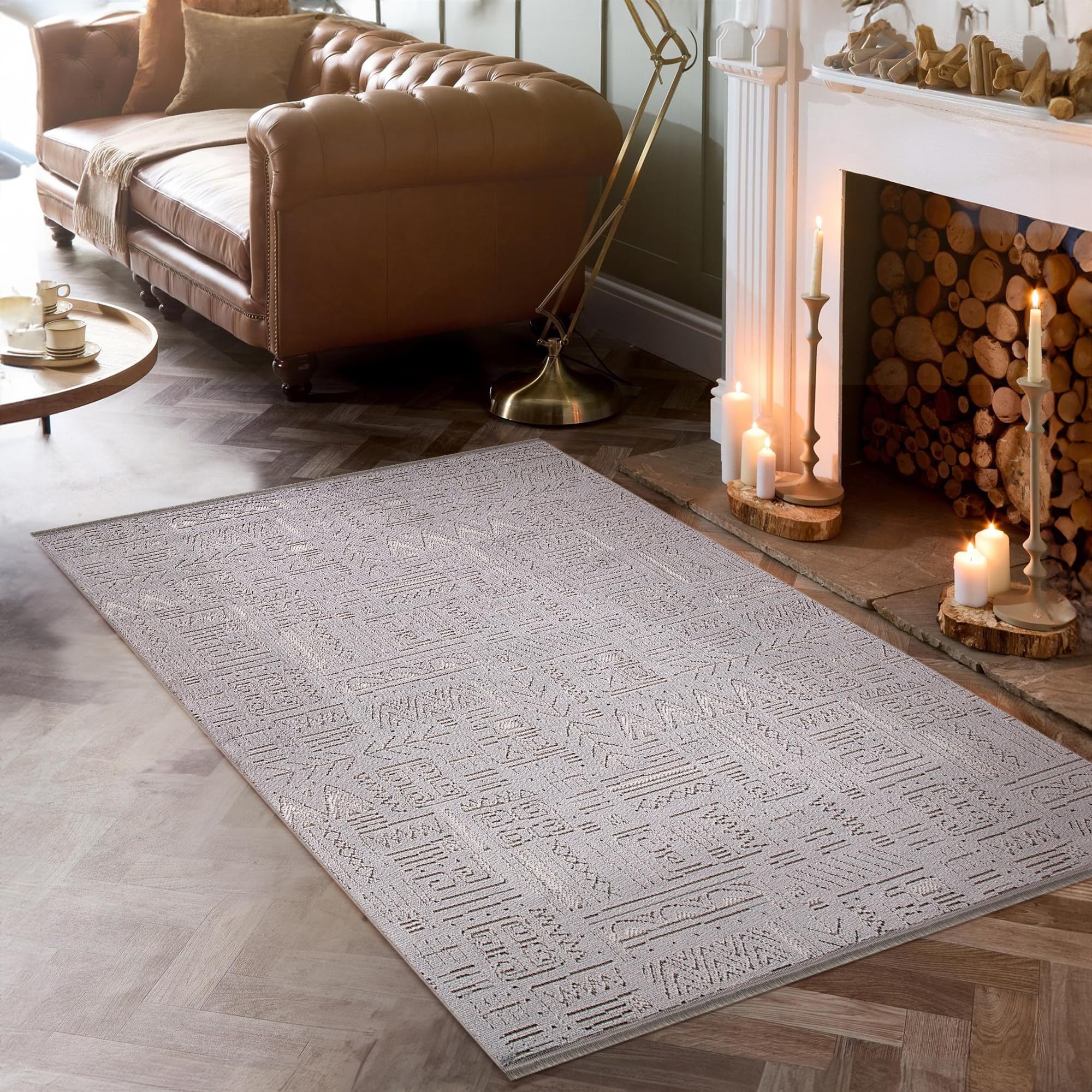 Modern Area Rug for Living Room β Durable, Non-Shedding Carpet for Bedroom, Kitchen & Hallway Rugs | Easy to Clean, Lightweight & Low Pile Design (GRAY, 120X180)