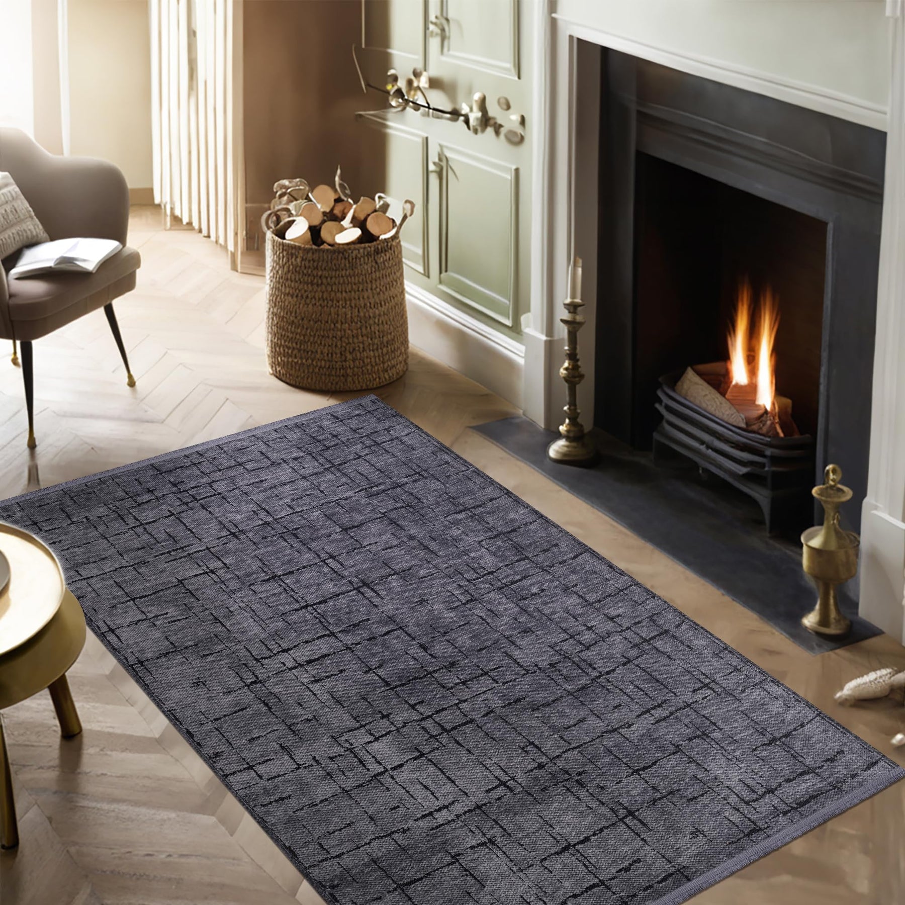 Red machine washable chenille runner rug by Netline Home, soft low pile non-slip area rug for living room, bedroom, or hallway.