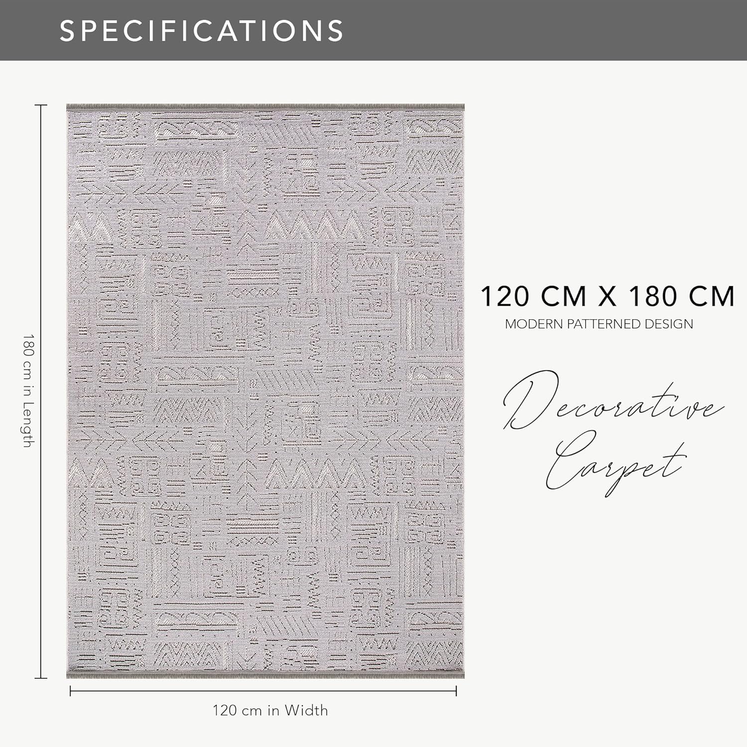 Modern Area Rug for Living Room β Durable, Non-Shedding Carpet for Bedroom, Kitchen & Hallway Rugs | Easy to Clean, Lightweight & Low Pile Design (GRAY, 120X180)