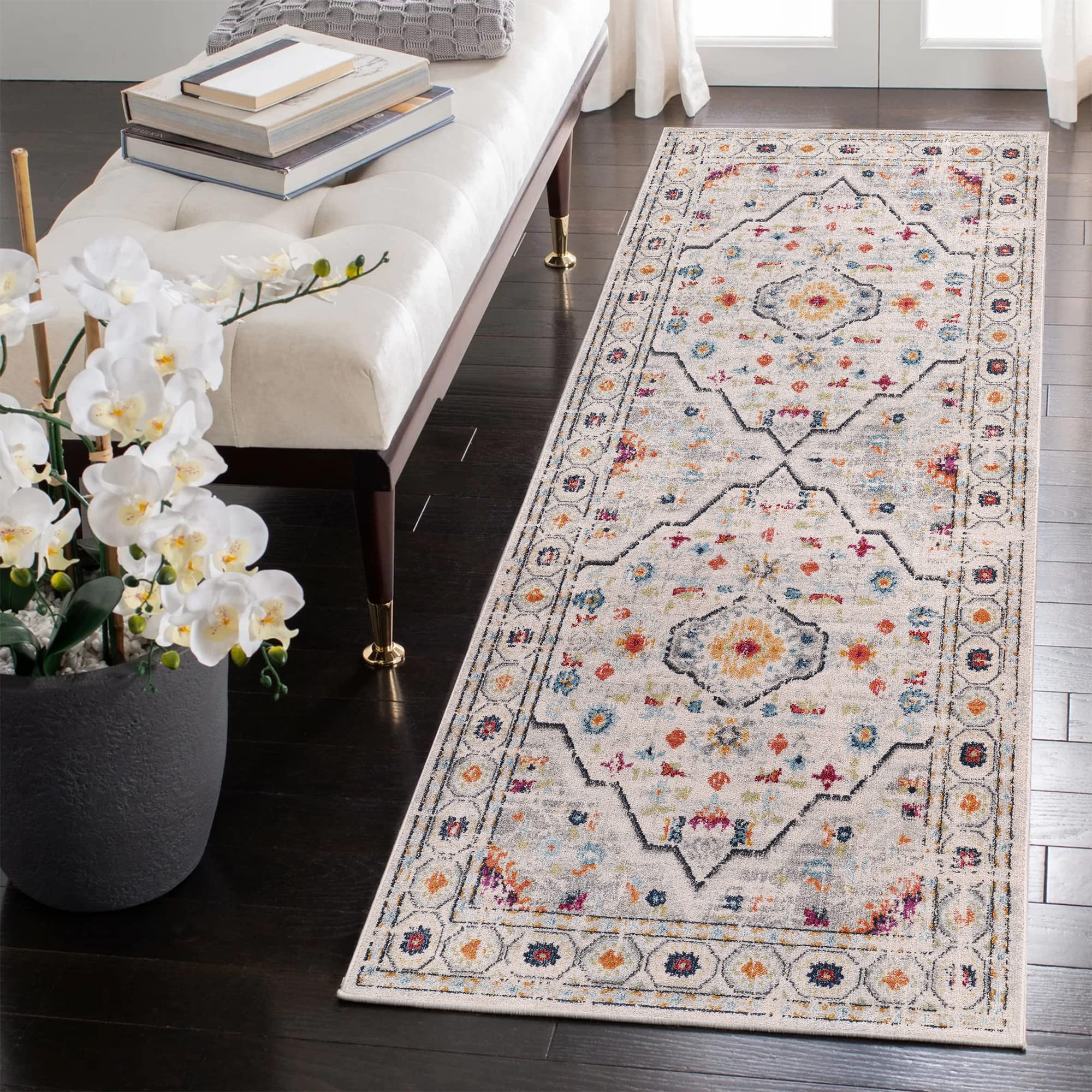 Area Rugs For Living Room, Bedroom, Kitchen, Dining Room | Oriental Design Carpet | Soft Medium Pile | Traditional Vintage Rug | Stain Resistant (Cream Blue, 160X230 CM)