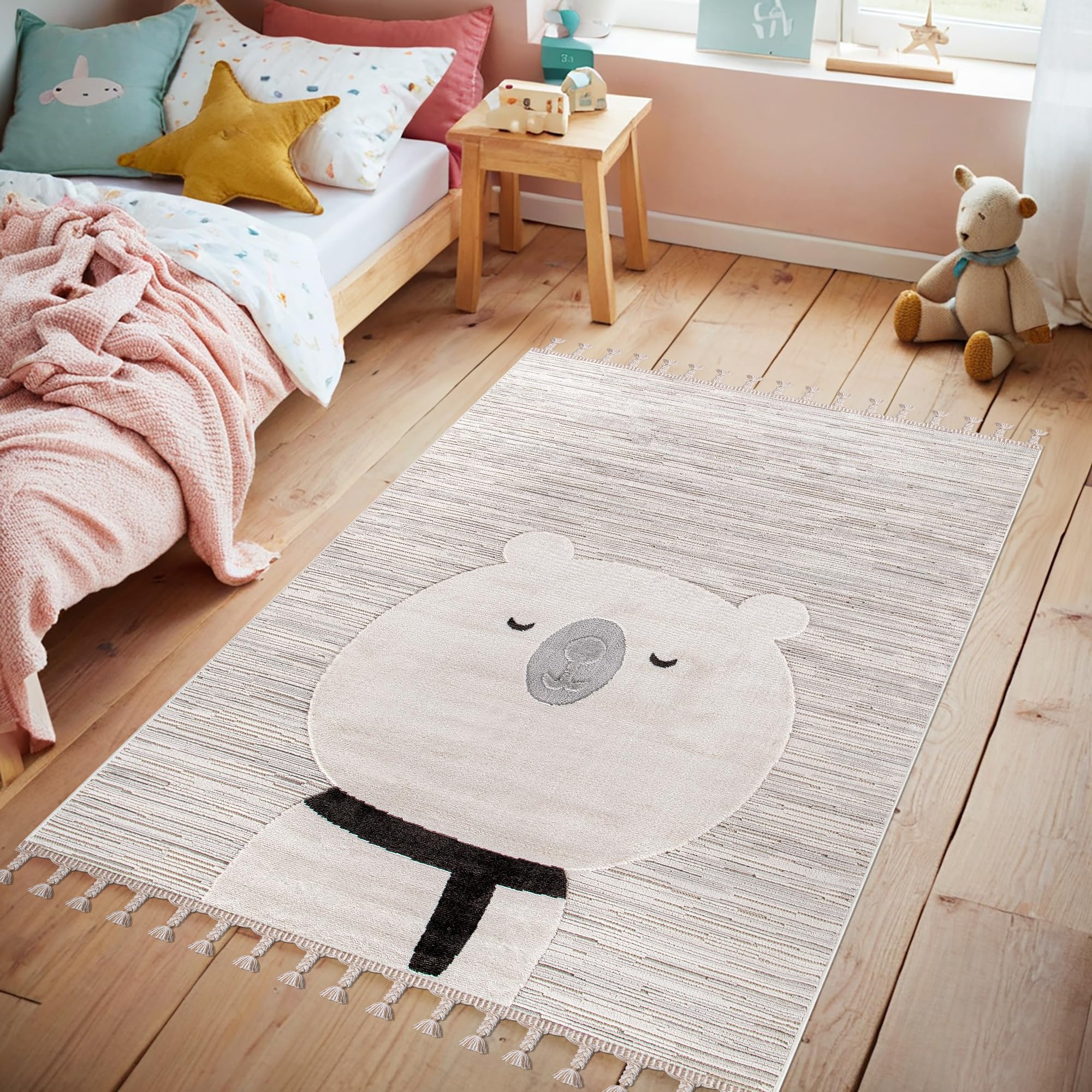 Kids Rug β Soft & Playful Area Rug for Children's Room, Nursery & Playroom | Non-Shedding, Hypoallergenic, Pet-Friendly & Durable | Cute Cartoon Designs for Kids (SOFT GRAY, 200X290)