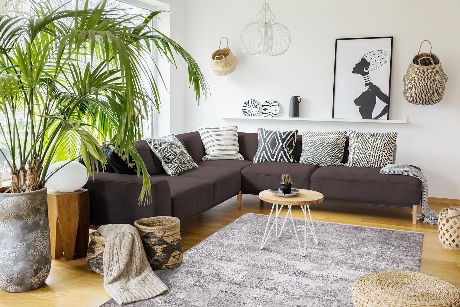 Luxe Area Rug for Living Room | Soft 8mm Pile, High-Density Wilton Woven Carpet | Fade Resistant, Luxury Geometric & Distressed Design for Bedroom, Hallway & Kitchen (ASH GRAY, 80X150)