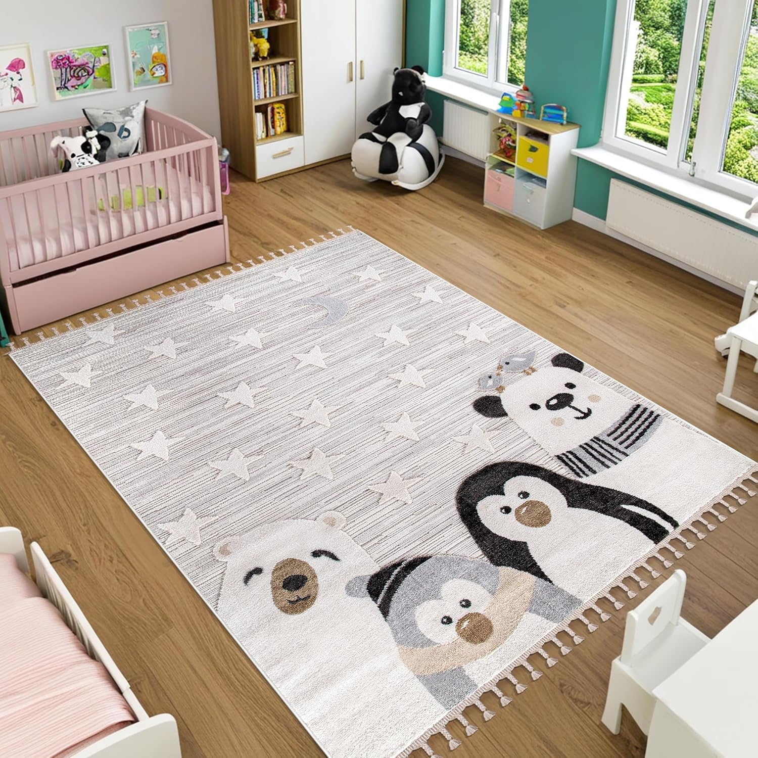 Kids Rug β Soft & Playful Area Rug for Children's Room, Nursery & Playroom | Non-Shedding, Hypoallergenic, Pet-Friendly & Durable | Cute Cartoon Designs for Kids (SOFT GRAY, 200X290)