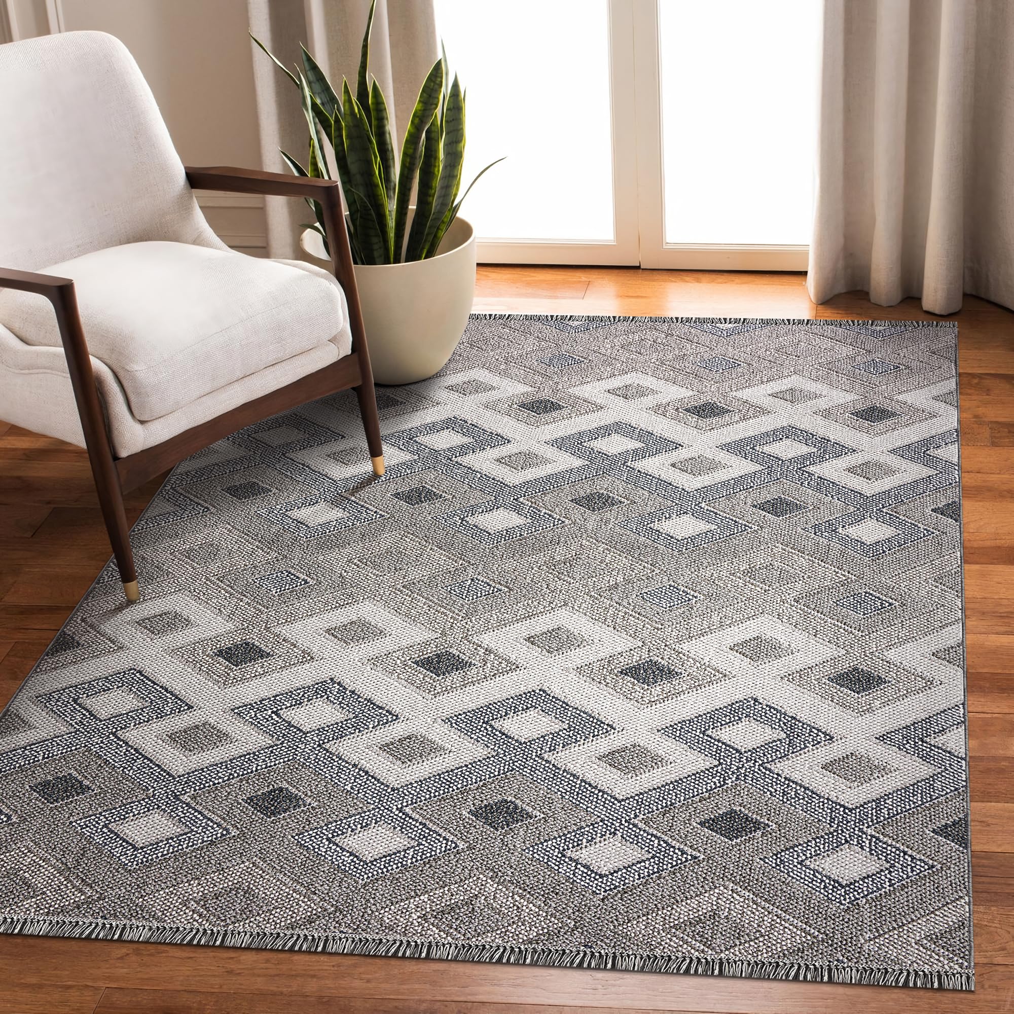 Modern Area Rug for Living Room β Stylish Carpet for Bedroom, Kitchen & Home Decor | Easy to Clean, Non-Shedding & Durable | Kid and Pet Friendly (GRAY IVORY, 80X150)