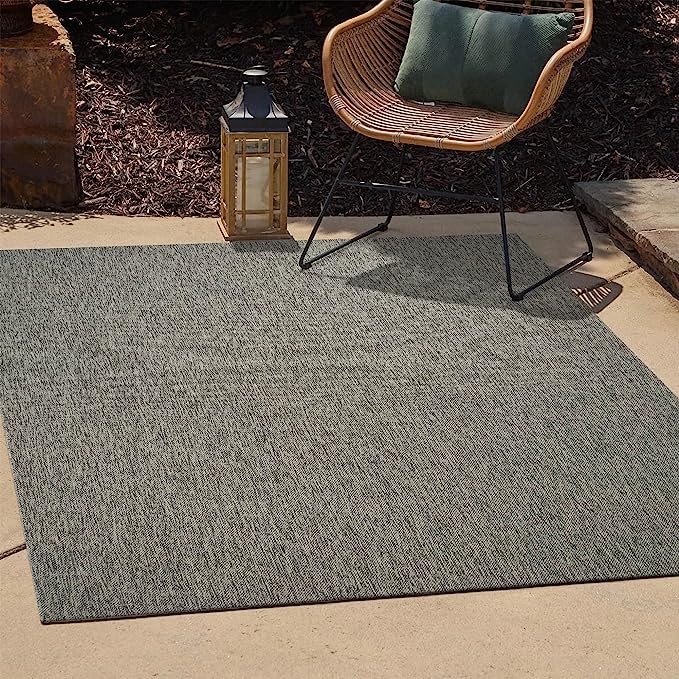 Netline Home Stone Weave Jute-Effect Rug – Grey Indoor Outdoor Flatweave Carpet, Washable, Non-Slip, Weatherproof, Low-Pile Area Rug