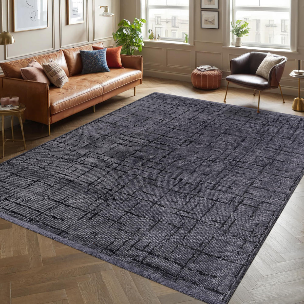 Red Netline Home runner rug, machine washable chenille soft area rug with low pile, non-slip backing, suitable for living rooms and hallways.