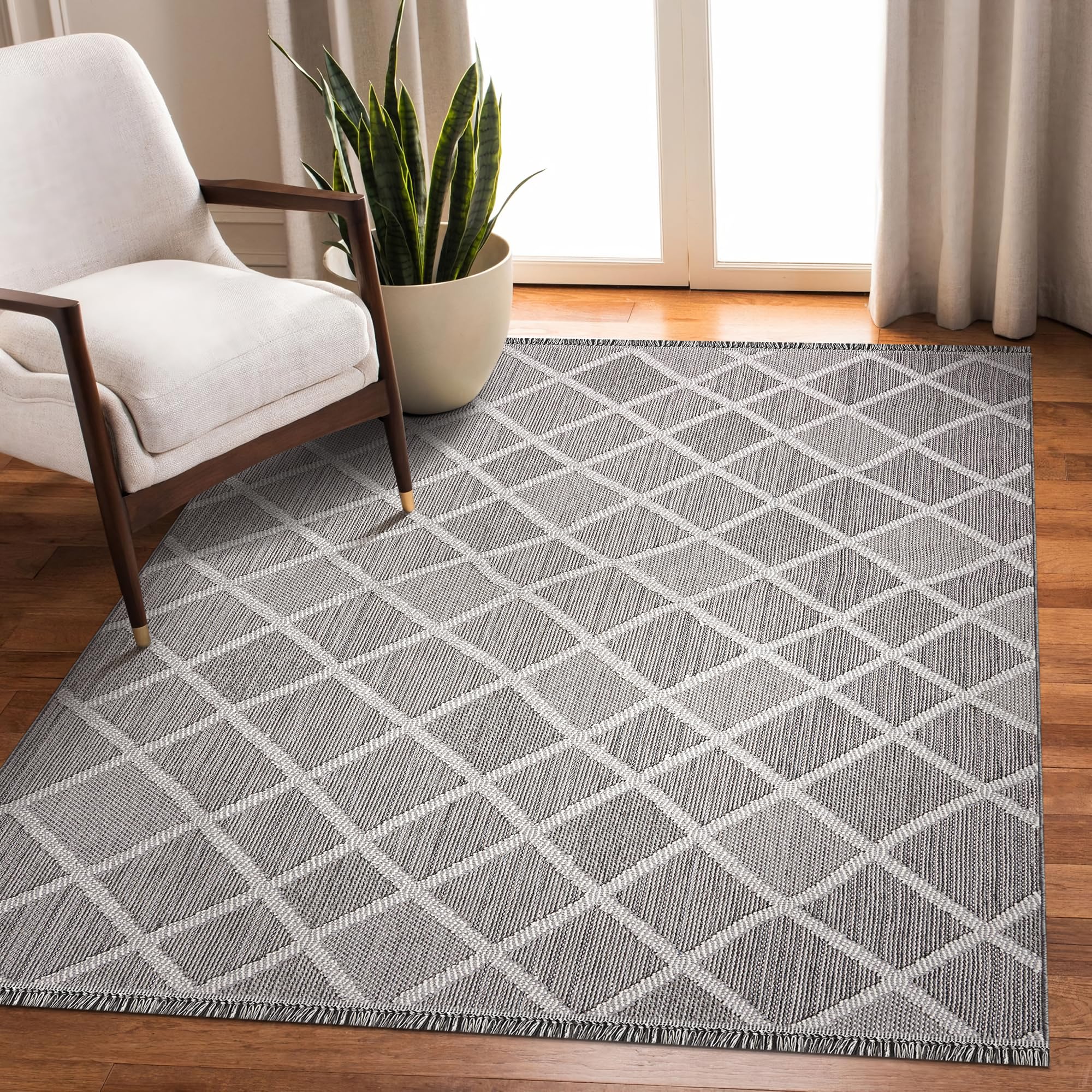 Modern Area Rug for Living Room β Stylish Carpet for Bedroom, Kitchen & Home Decor | Easy to Clean, Non-Shedding & Durable | Kid and Pet Friendly (GRAY IVORY, 80X150)