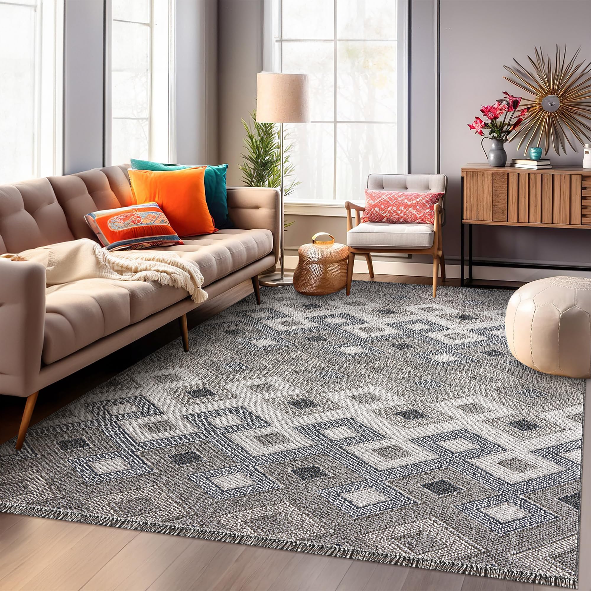 Modern Area Rug for Living Room β Stylish Carpet for Bedroom, Kitchen & Home Decor | Easy to Clean, Non-Shedding & Durable | Kid and Pet Friendly (GRAY IVORY, 80X150)