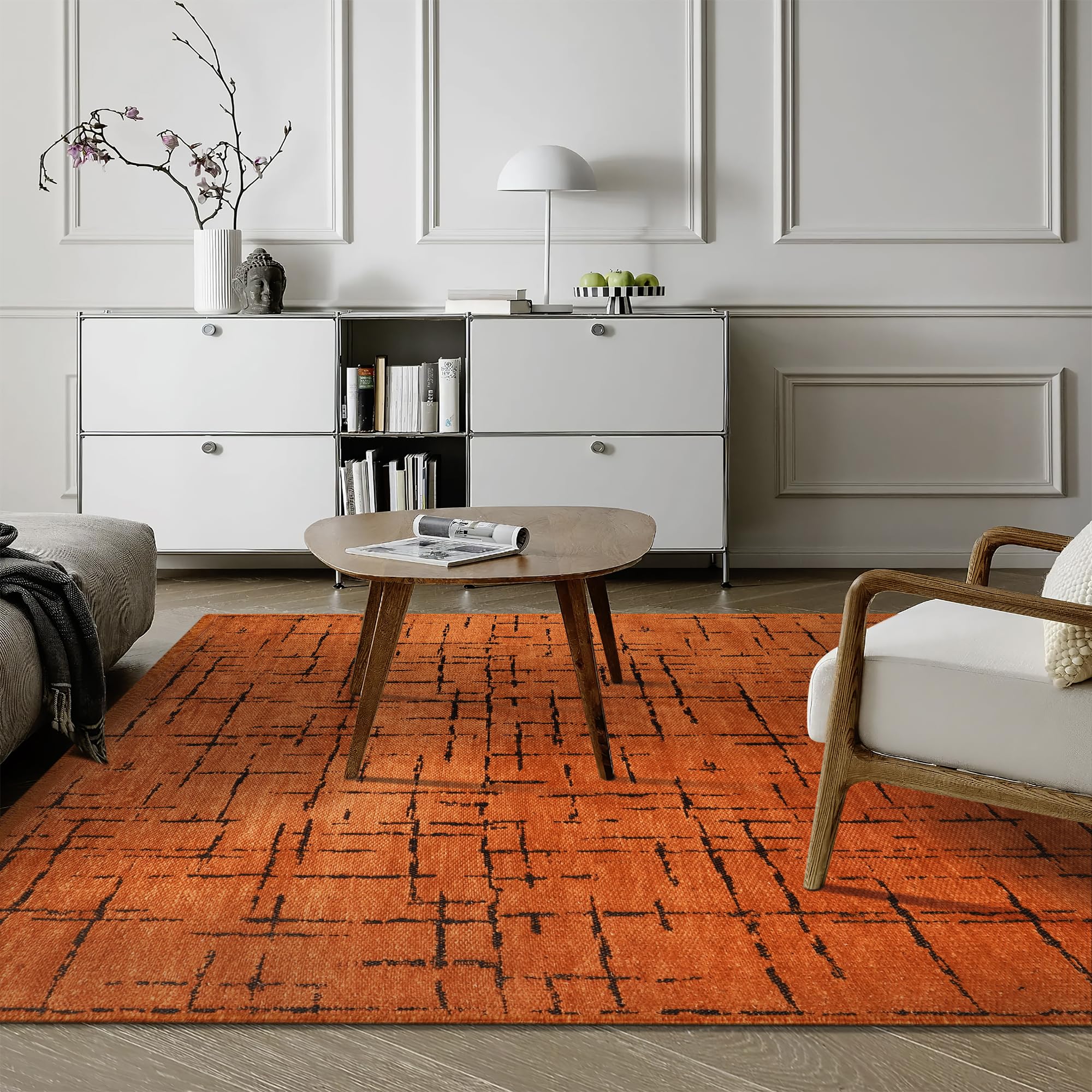 Rugs Living Room - Machine Washable Rug, Low Pile Non-Slip Area Rug - Area Rugs for Bedroom, Kitchen, Hallway - Pet Friendly Carpet, Modern Room Decor (RED, 120X180)