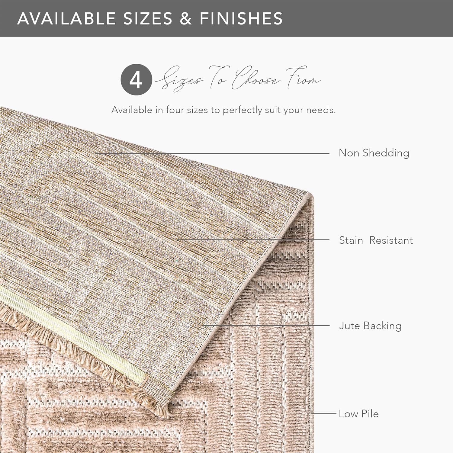 Area Rug for Living Room β Modern Textured Polypropylene Carpet | Non-Shedding, Medium Pile Geometric Rug for Bedroom, Dining Room & Home Decor (TAUPE, 120X180)