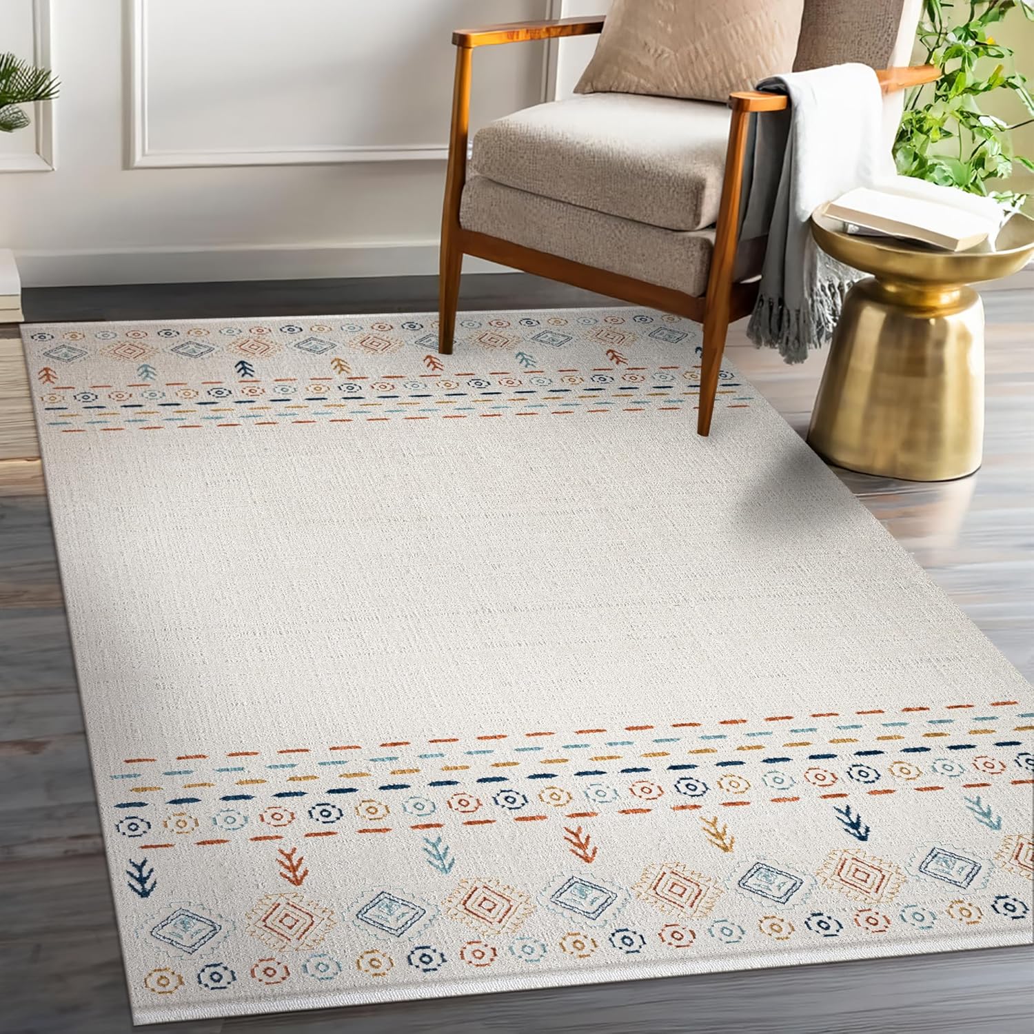 Light beige Netline Home runner rug with ultra-soft micro polyester, low pile, non-shedding, ideal for living rooms and hallways.