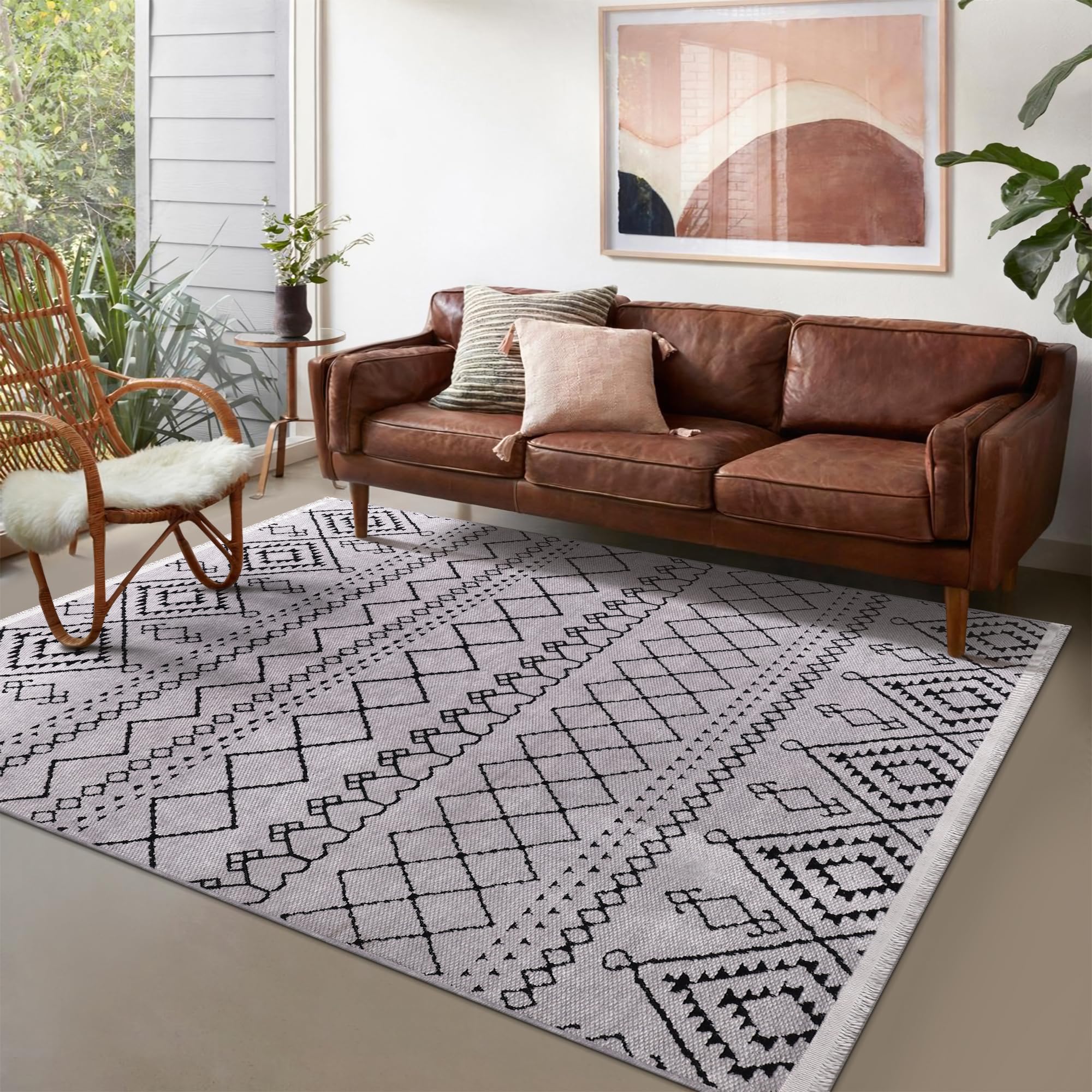 Rugs Living Room - Machine Washable Rug, Low Pile Non-Slip Area Rug - Area Rugs for Livingroom Bedroom Kitchen - Pet Friendly Carpet, Modern Room Decor (Red, 120X180)