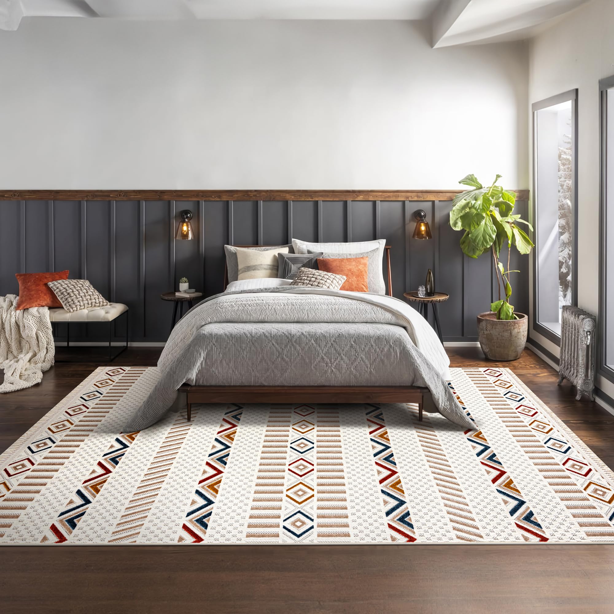 Netline Home RUGS DEPOT Area Rug for Living Room, Bedroom & Hallway β Soft & Durable Low Pile Area Rugs β Bohemian, Aztec & Boho Style β Pet & Kid-Friendly, Ideal for High-Traffic Areas (Copy)