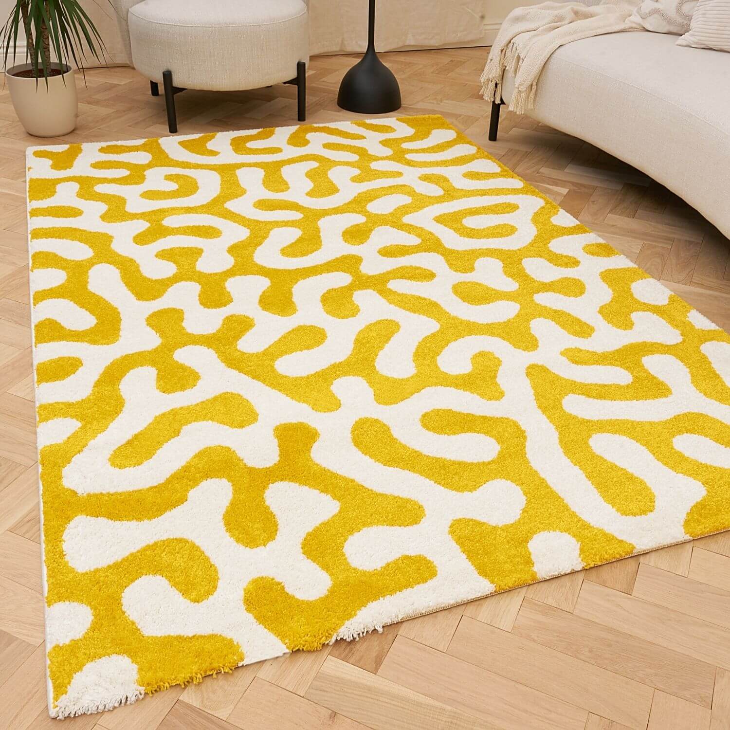 Joli Doodle Yellow & White Rug
