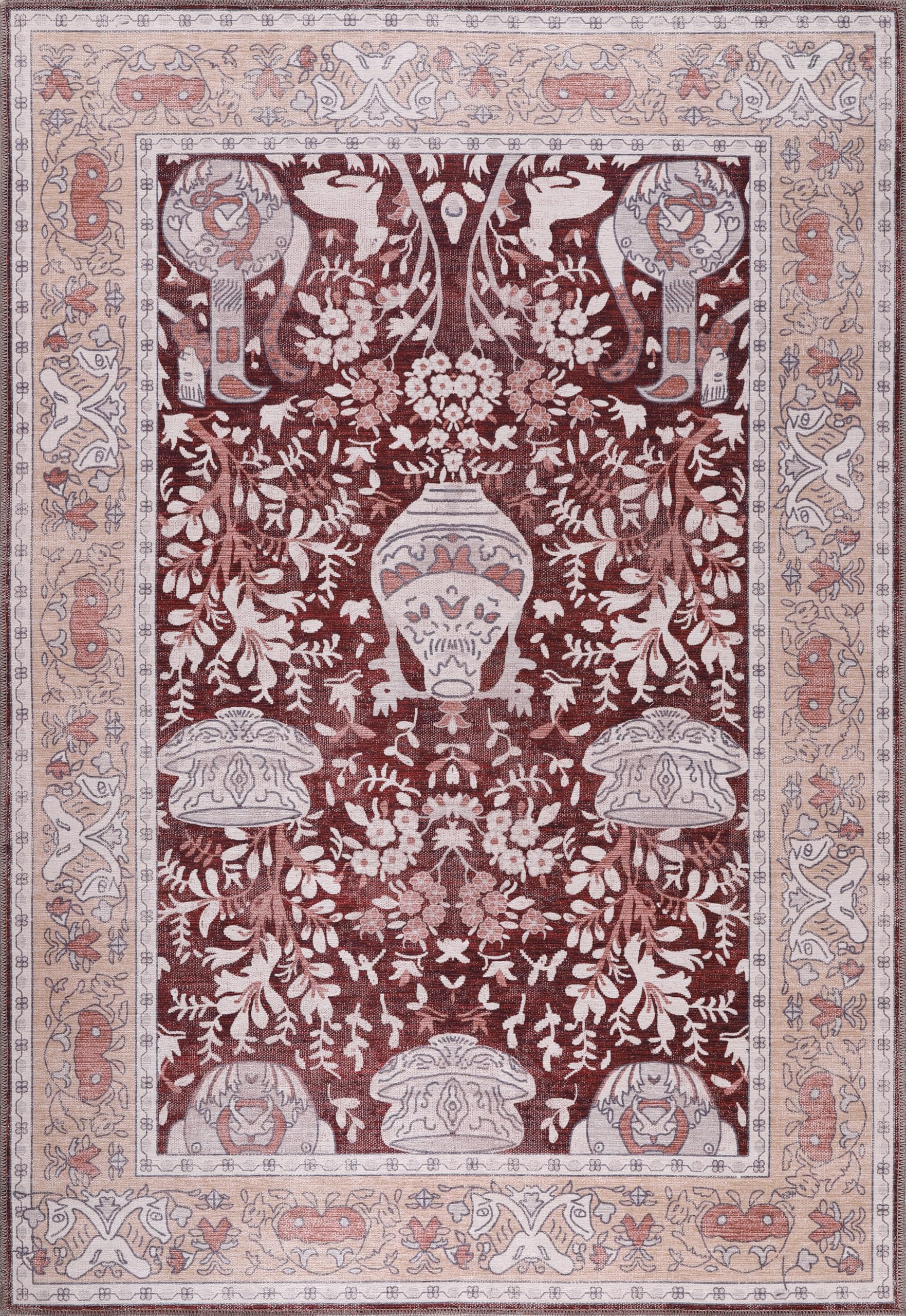 Machine Washable Area Rug for Living Room, Bedroom & Kitchen - Non Slip β 4 mm Low Pile Carpet - Vintage Rug - Pet Friendly & Kid Friendly Rugs (BLUE, 80X150)