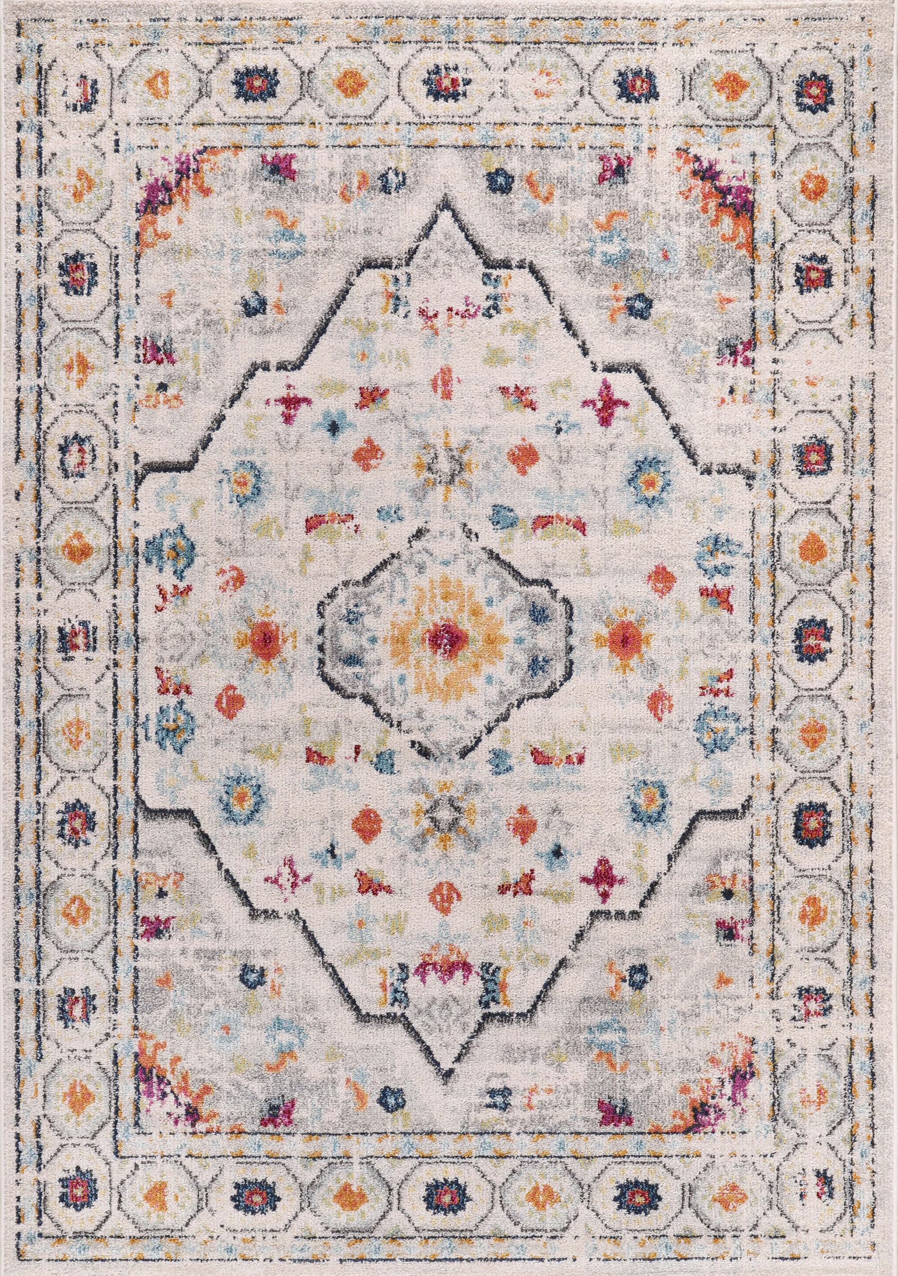 Vintage Area Rug for Living Room | Soft & Durable Carpet, Kid & Pet Friendly | Wilton Woven, Classic Distressed Medallion Design for Bedroom, Hallway & Kitchen (BEIGE, 80X150)