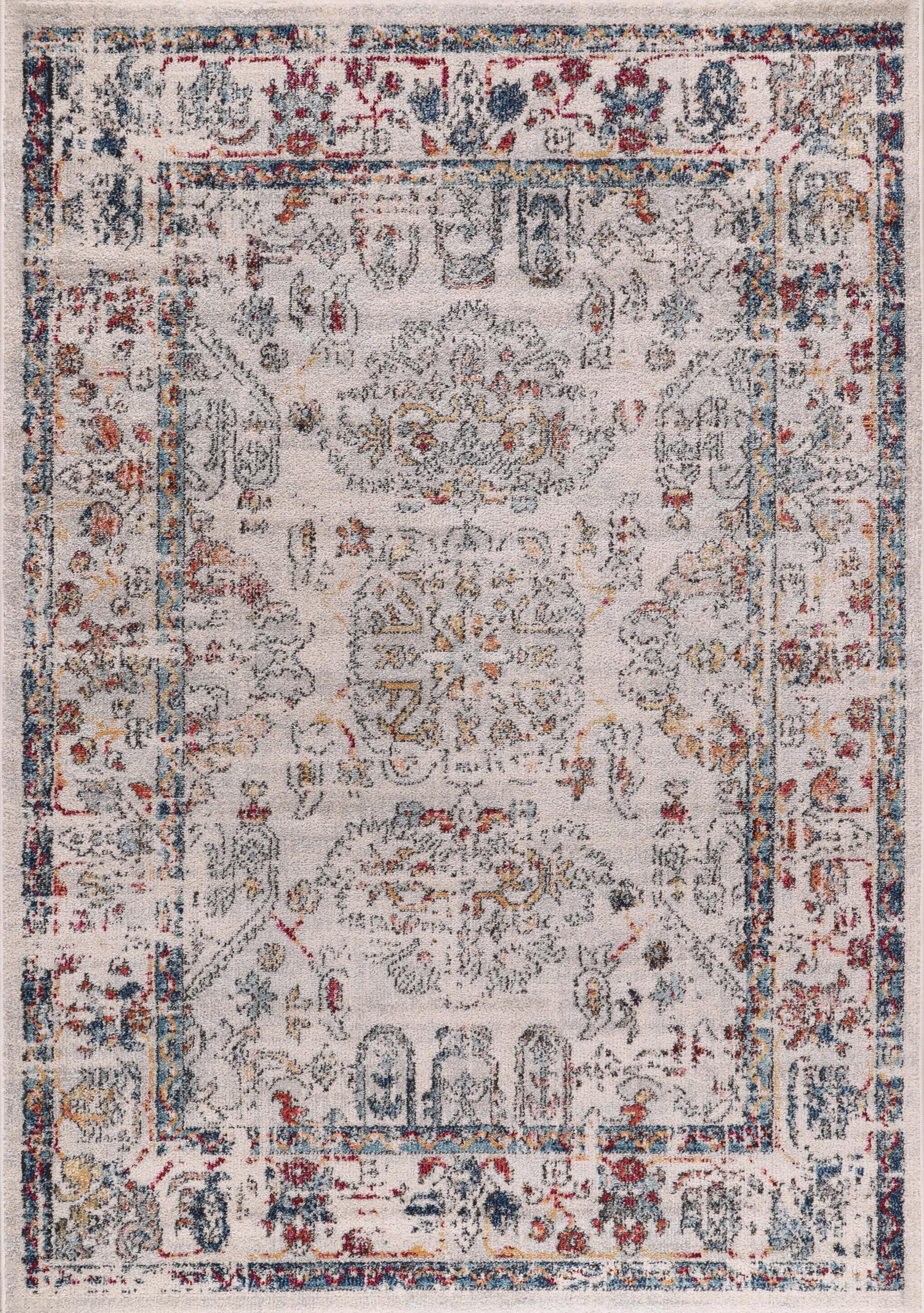 Vintage Area Rug for Living Room | Soft & Durable Carpet, Kid & Pet Friendly | Wilton Woven, Classic Distressed Medallion Design for Bedroom, Hallway & Kitchen (BEIGE, 80X150)